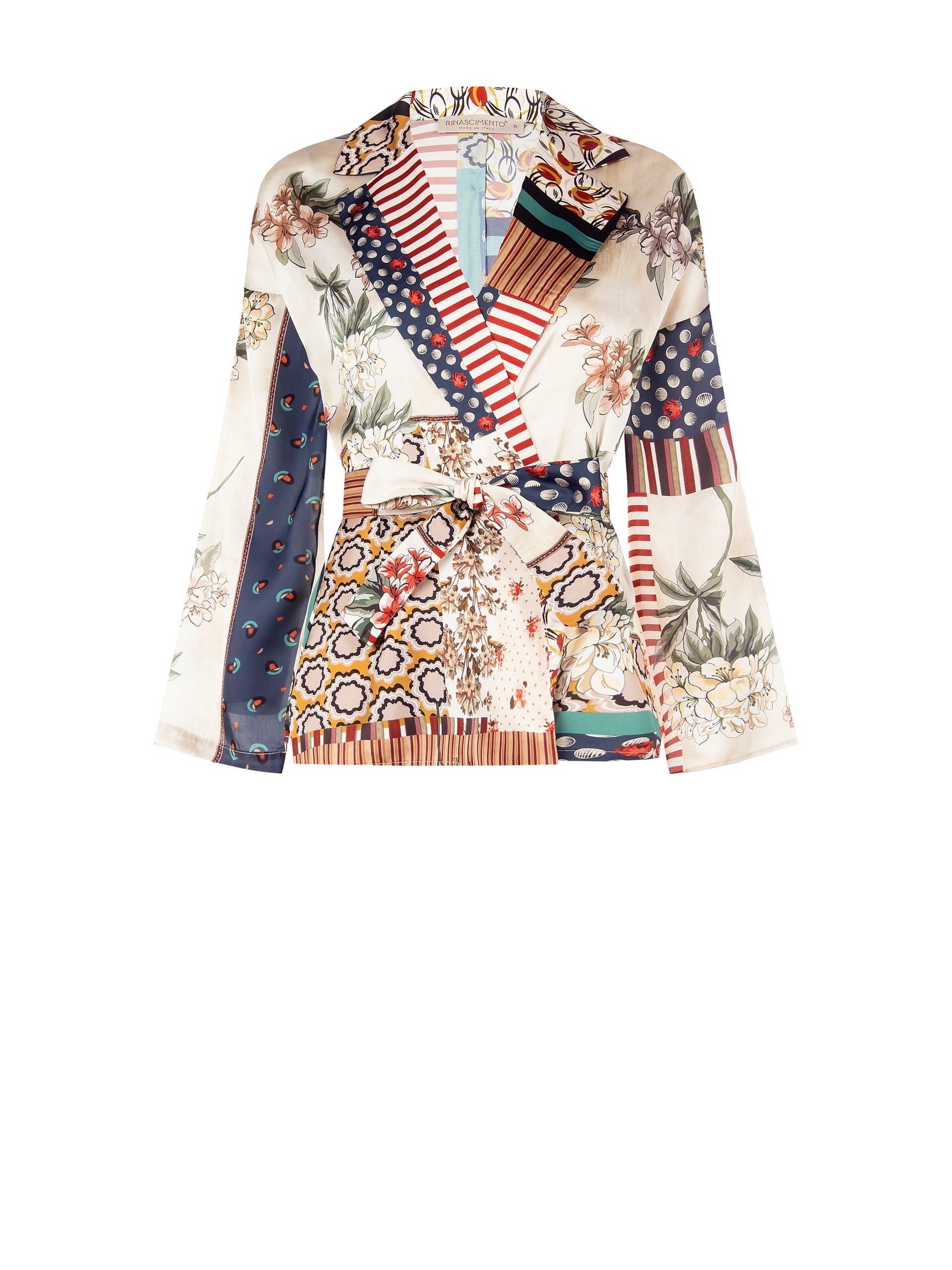 Giacca Aperta In Raso Con Cintura Coordinata Rinascimento