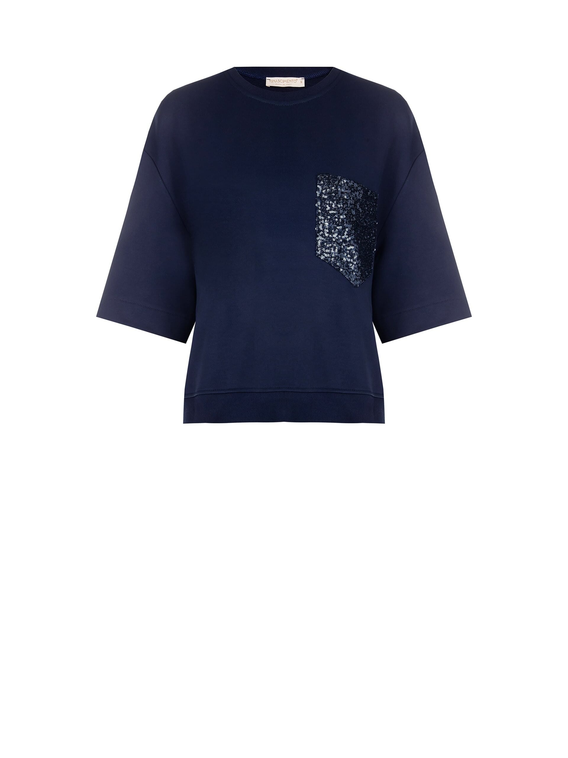 Cotton Sweatshirt With Sequined Pocket Rinascimento