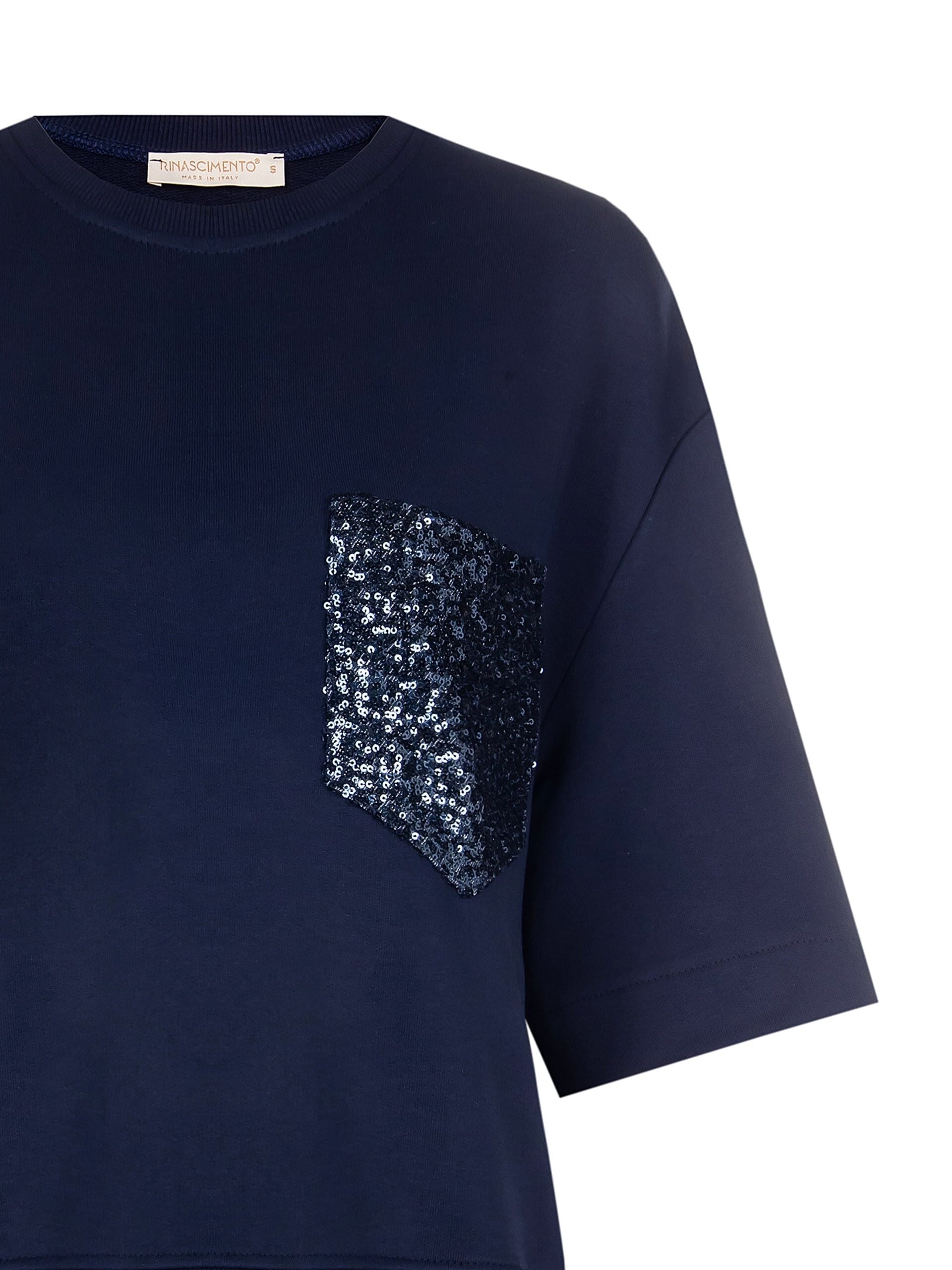 Cotton Sweatshirt With Sequined Pocket Rinascimento