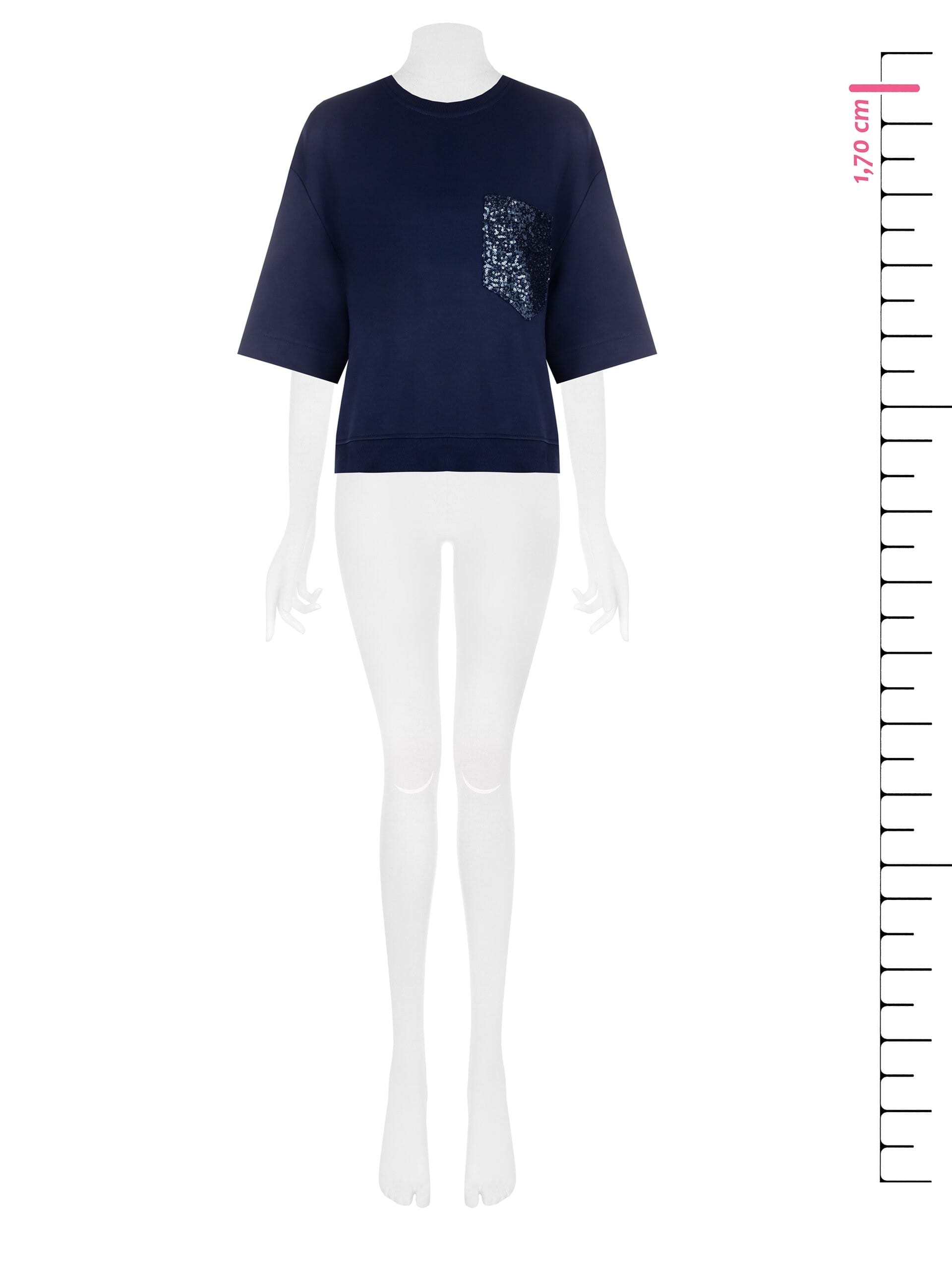 Cotton Sweatshirt With Sequined Pocket Rinascimento