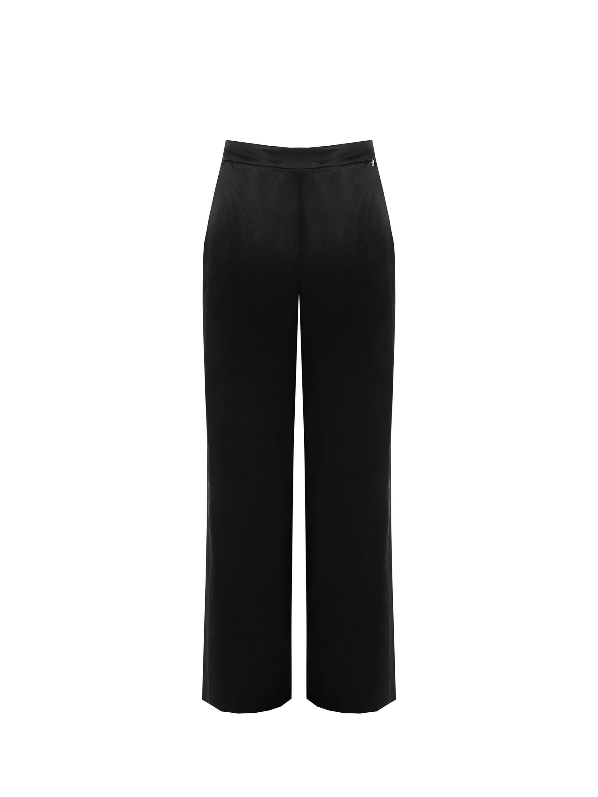 Pantalon de palais en satin opaque avec poches et dos élastiqué