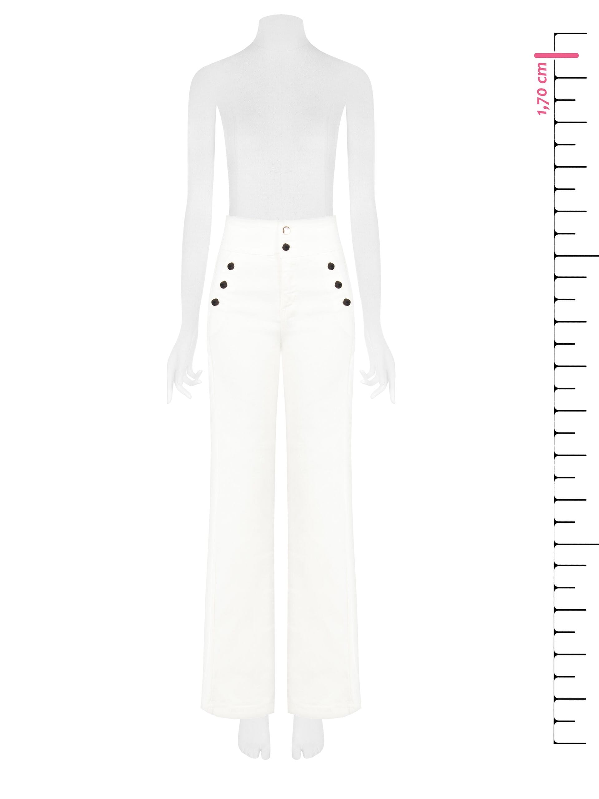 Jeans Elasticizzati Dritti A Vita Alta Con Bottoni Rinascimento