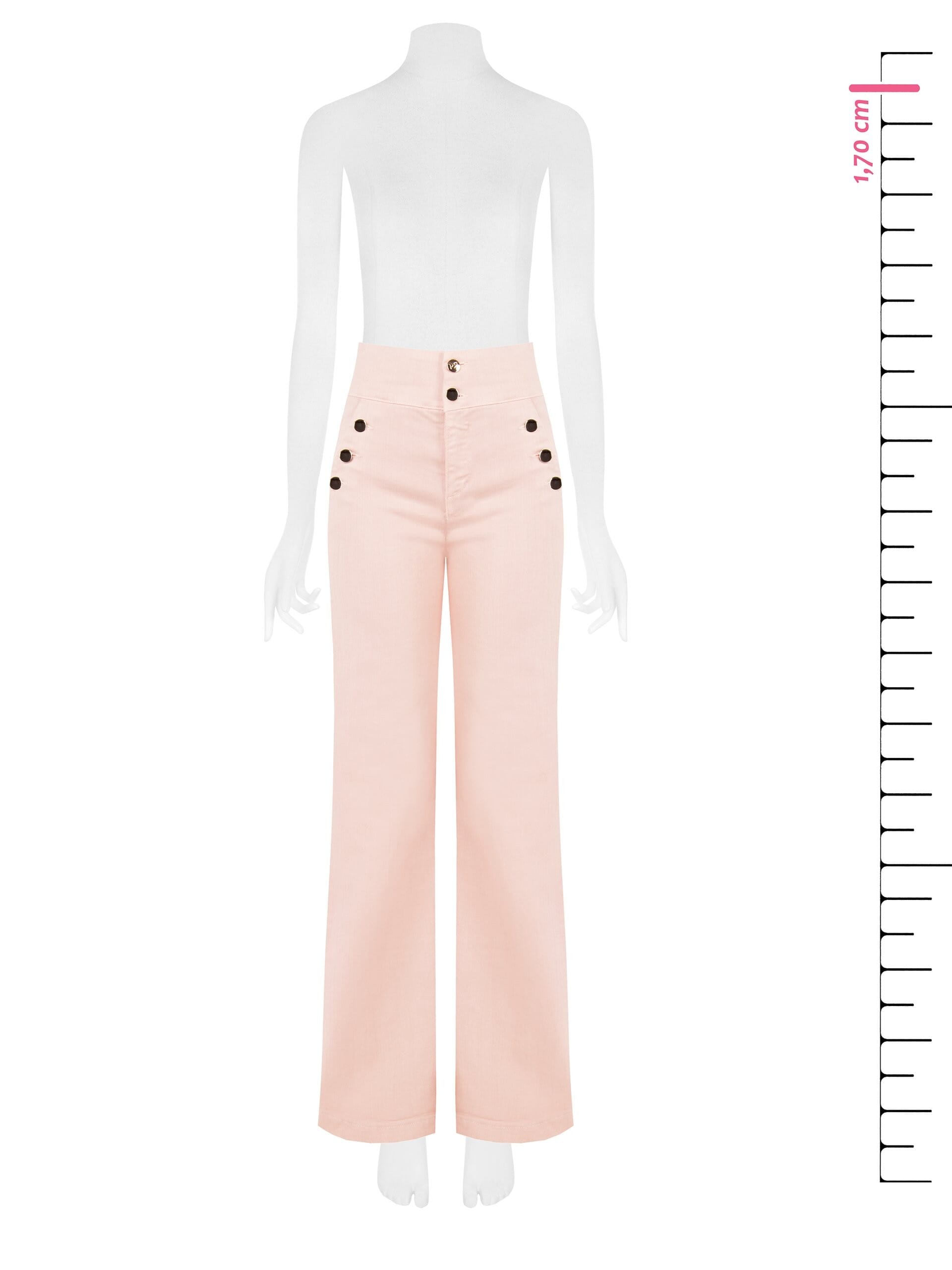 Jeans Elasticizzati Dritti A Vita Alta Con Bottoni Rinascimento