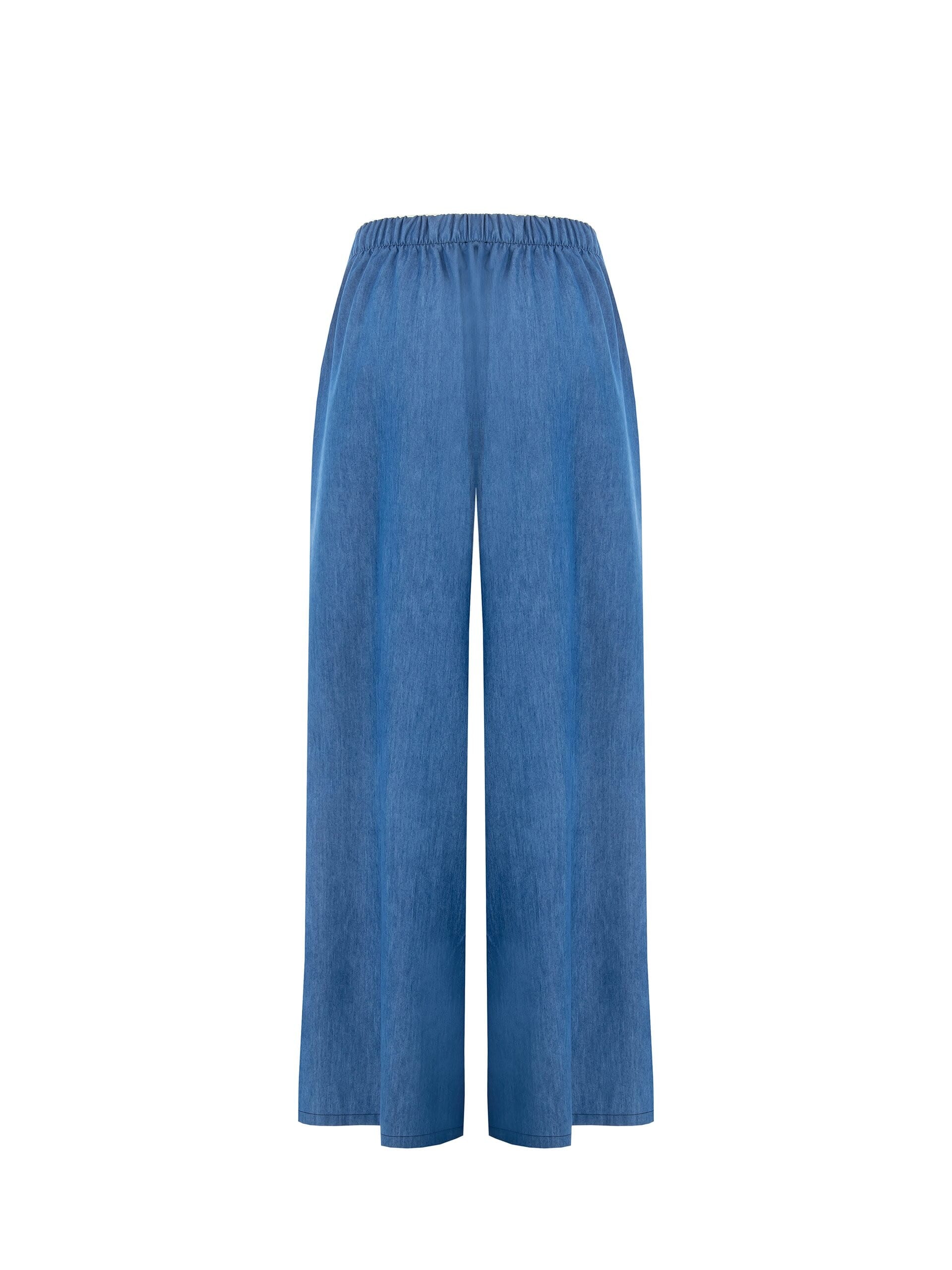 Pantaloni Palazzo Extra Larghi A Pieghe In Denim Leggero Rinascimento