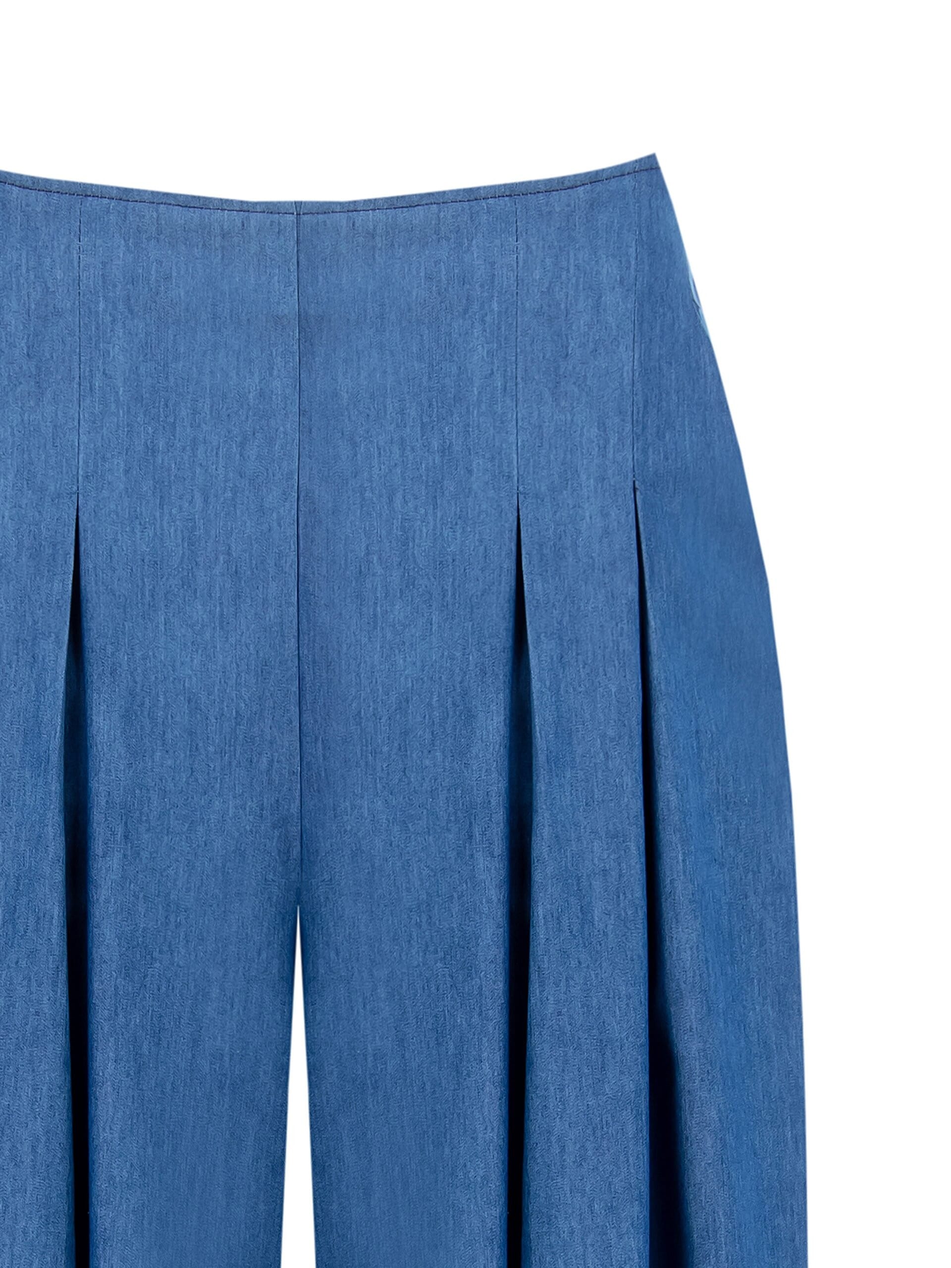 Pantaloni Palazzo Extra Larghi A Pieghe In Denim Leggero Rinascimento