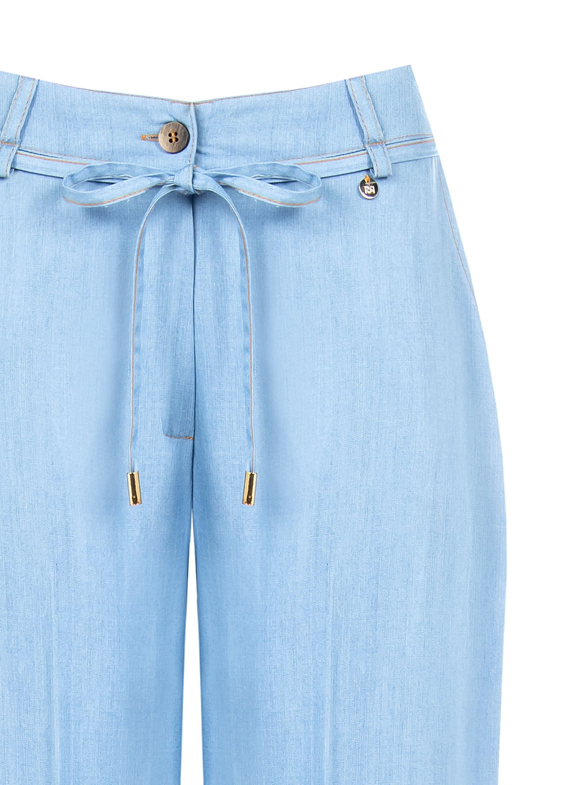 Pantaloni Palazzo In Tessuto Effetto Denim Con Cintura Sottile E Tasche Rinascimento