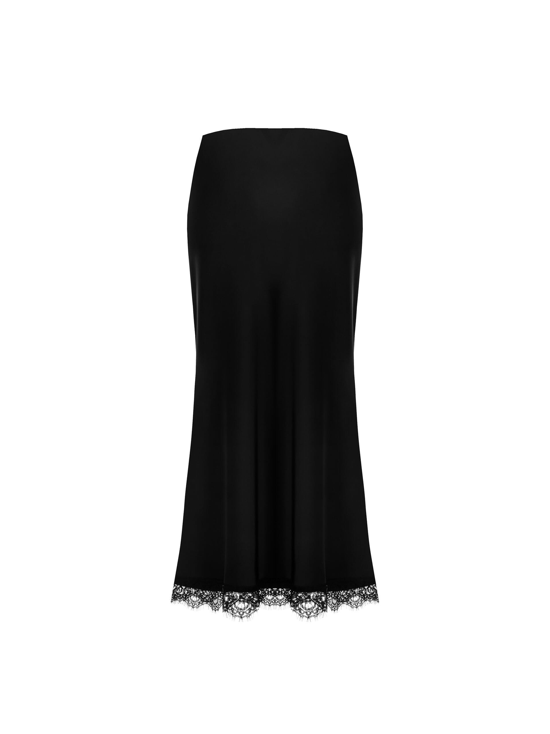 Gonna Midi Svasata In Raso Con Pizzo Rinascimento