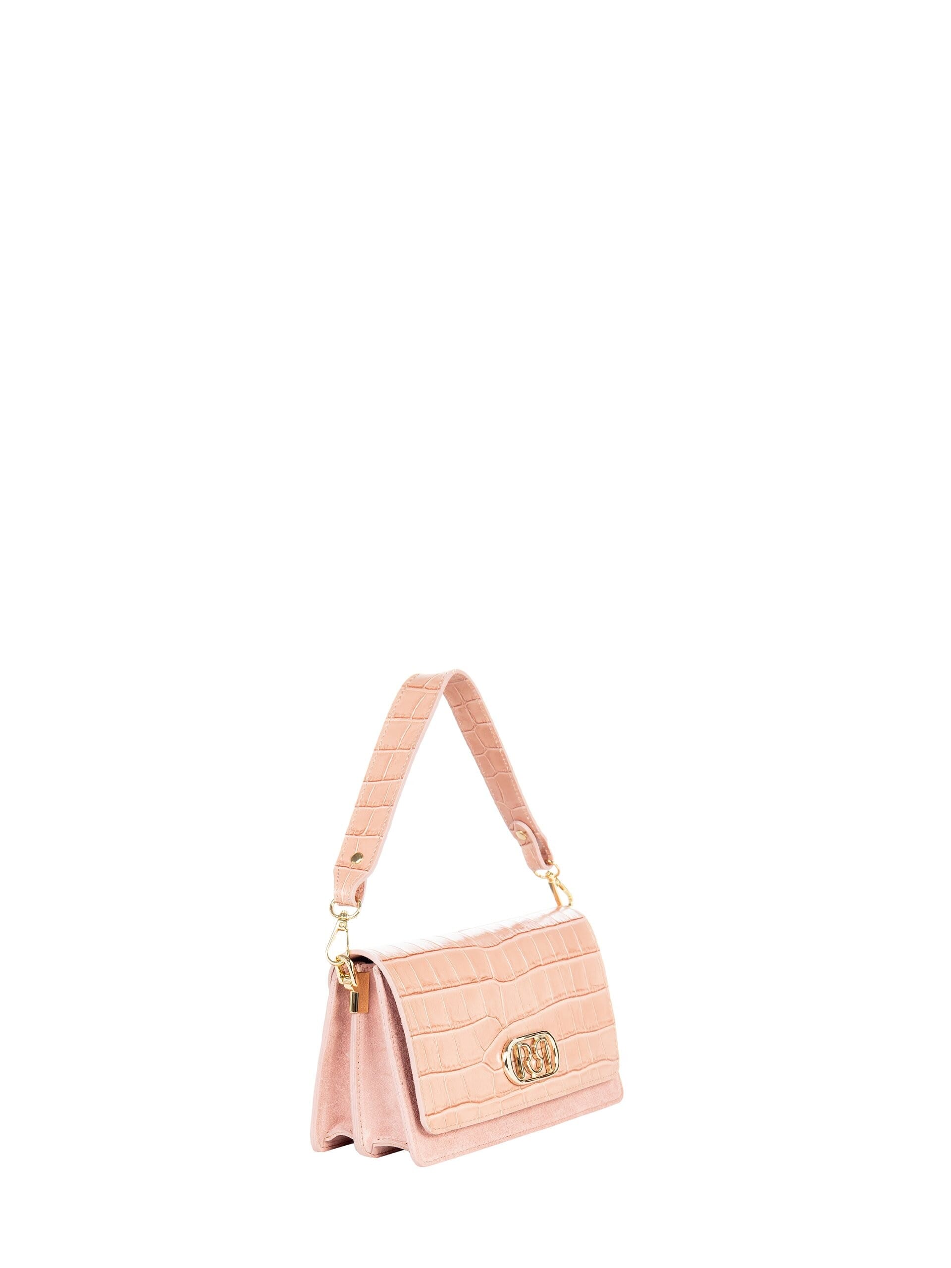 Borsa A Mano In Vera Pelle Effetto Croco E Pelle Martellata Con Tracolla Rimovibile Rinascimento