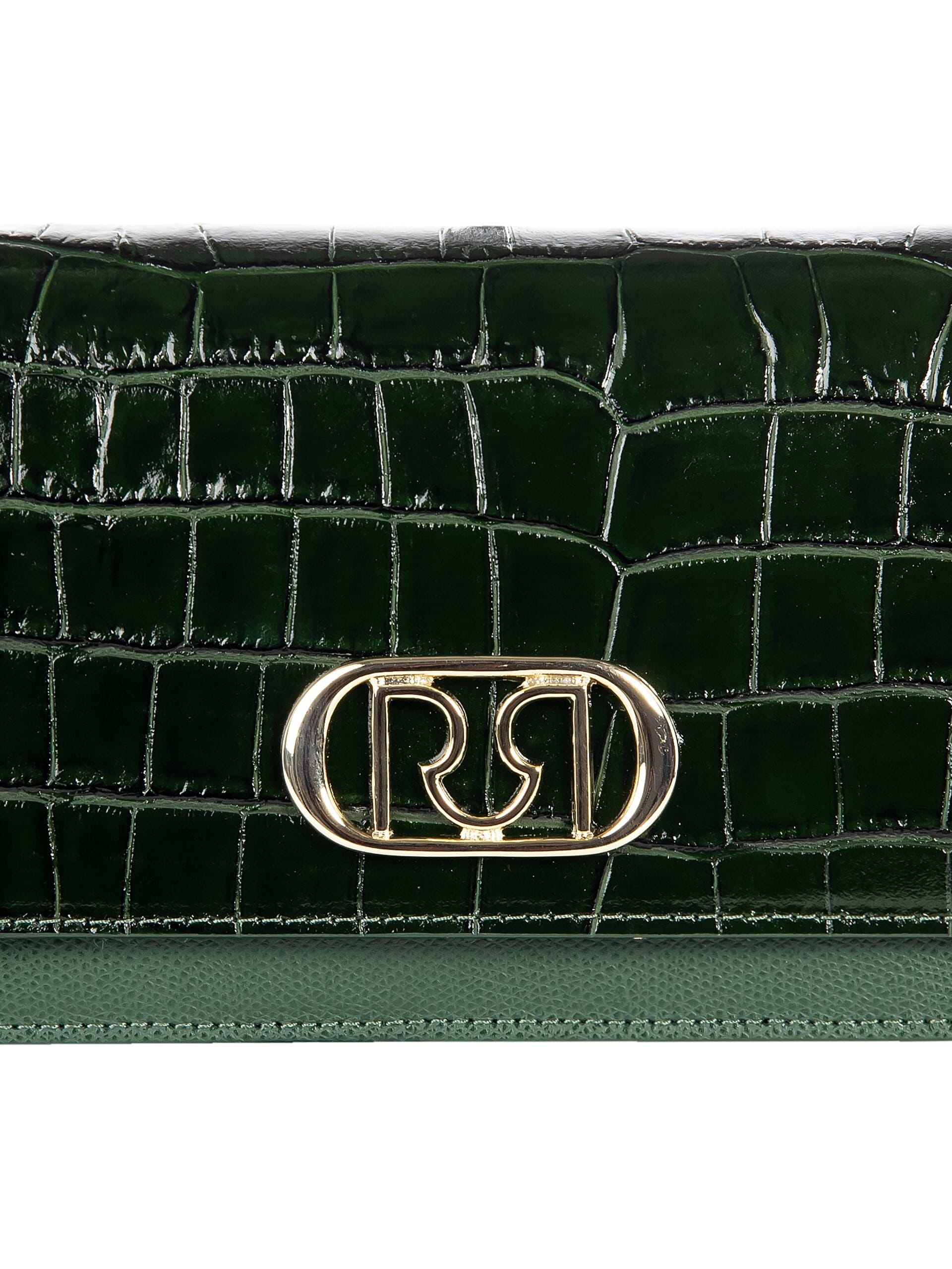 Borsa A Mano In Vera Pelle Effetto Croco E Pelle Martellata Con Tracolla Rimovibile Rinascimento