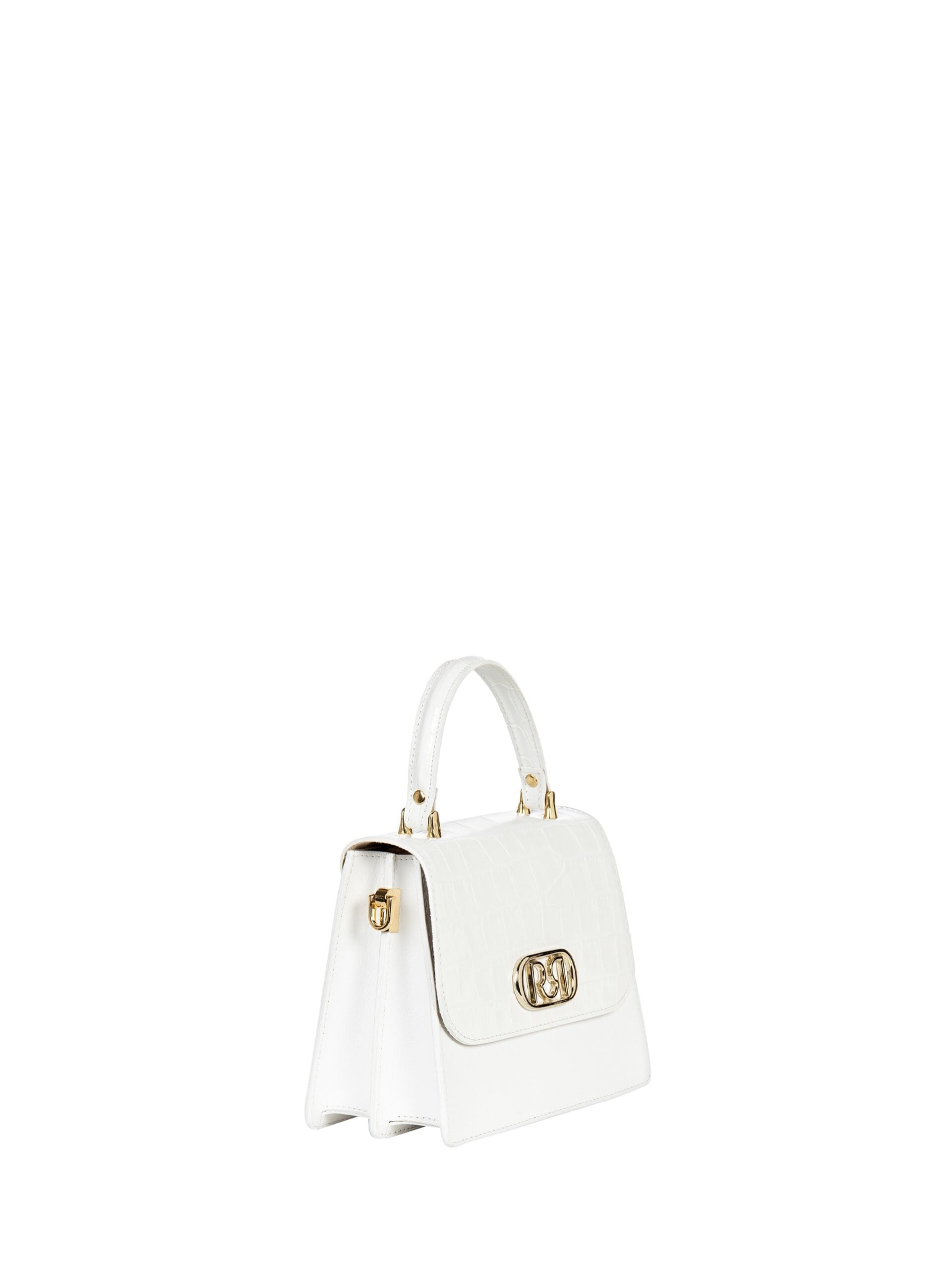 Borsa Bauletto In Vera Pelle Scamosciata E Effetto Croco Con Tracolla Rimovibile Rinascimento