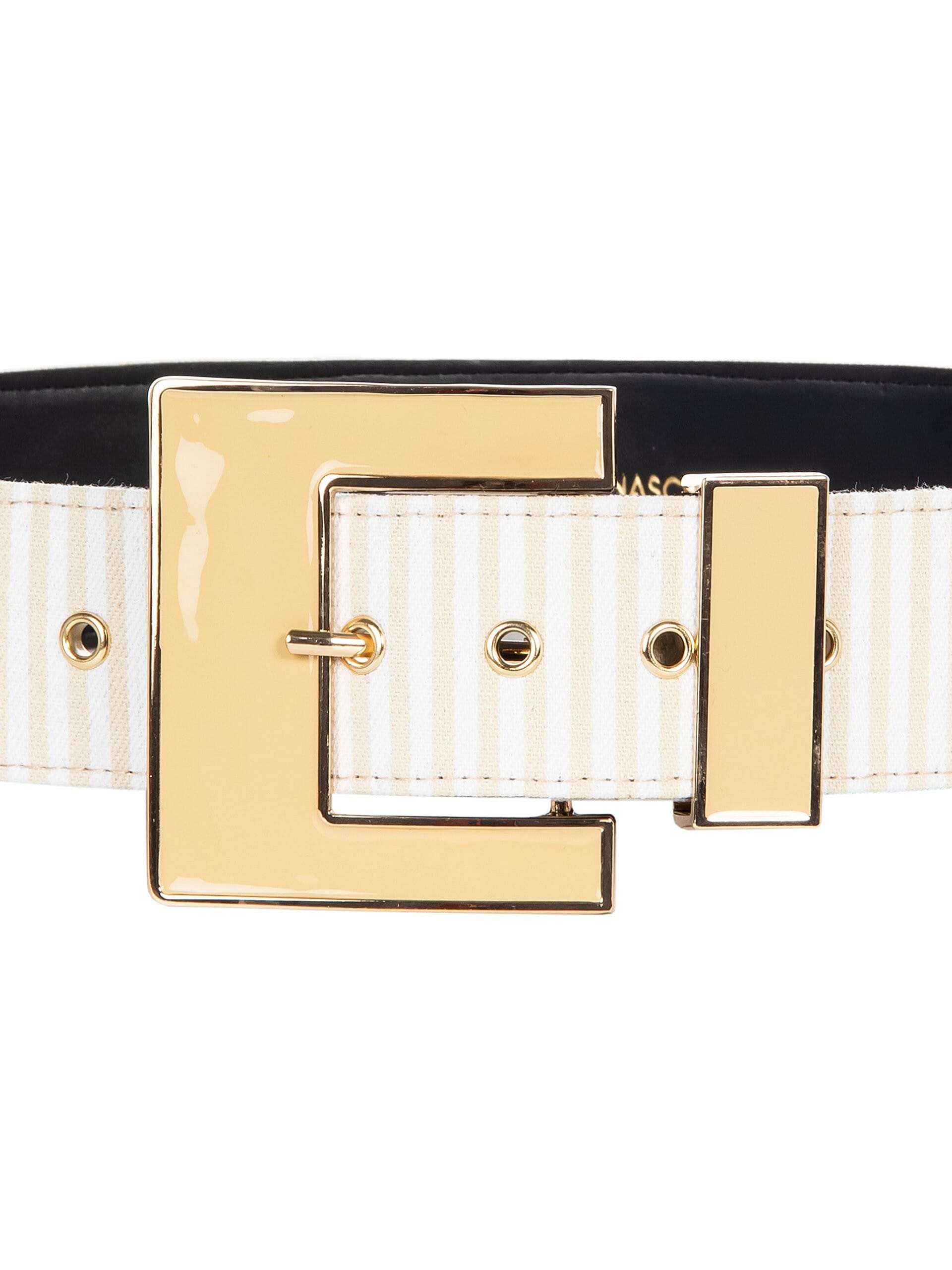 Cintura Alta Rigida Navy Con Maxi Fibbia E Logo RR Rinascimento