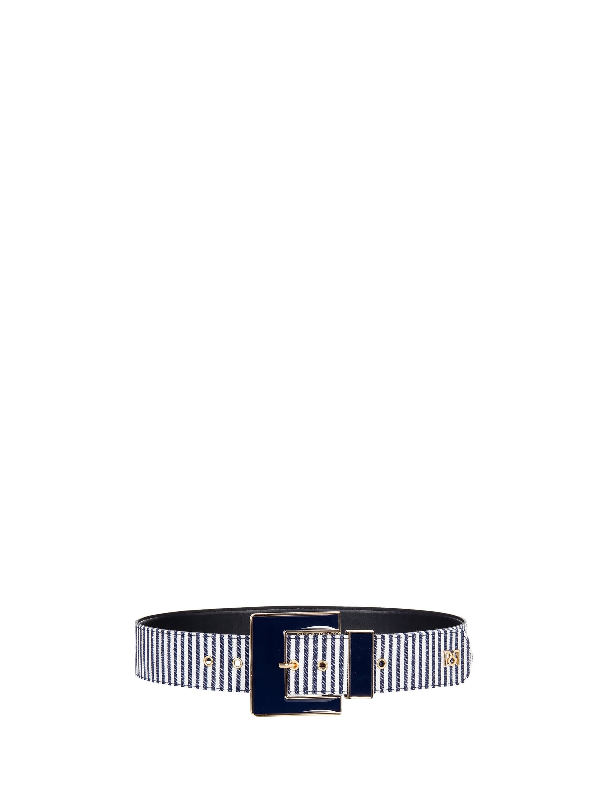 Cintura Alta Rigida Navy Con Maxi Fibbia E Logo RR Rinascimento