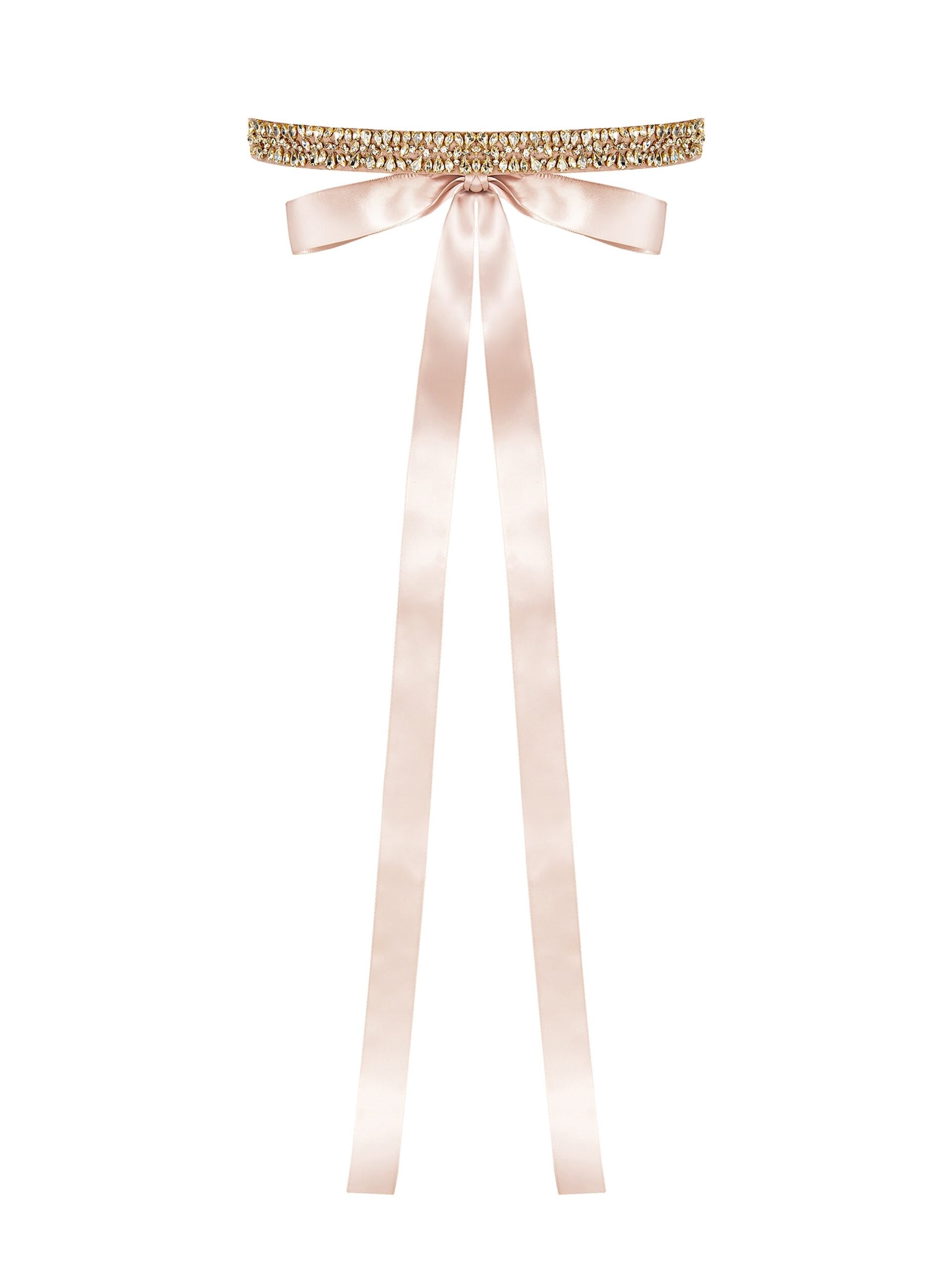 Ceinture ornée de strass et d'un long ruban de satin Rinascimento