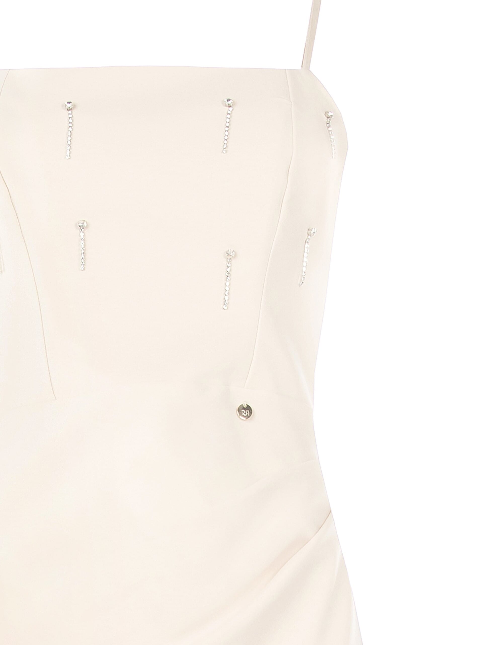 Abito A Tubino In Tessuto Tecnico Arricciato Sul Fianco Con Strass Rinascimento