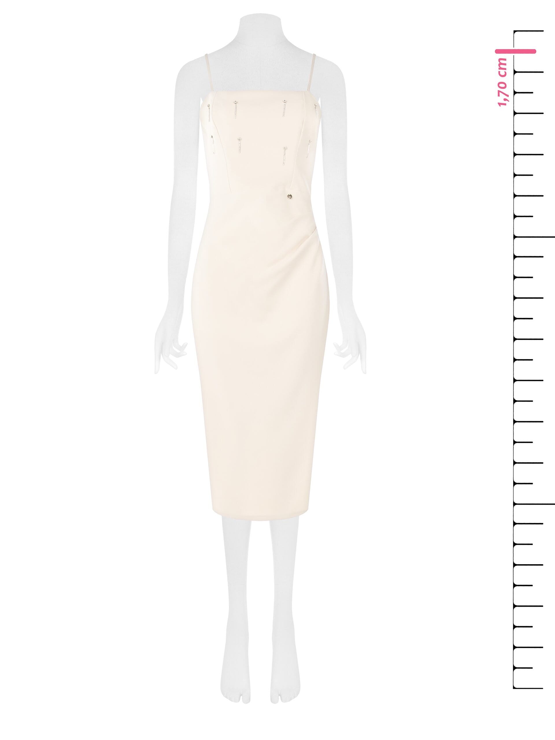 Abito A Tubino In Tessuto Tecnico Arricciato Sul Fianco Con Strass Rinascimento