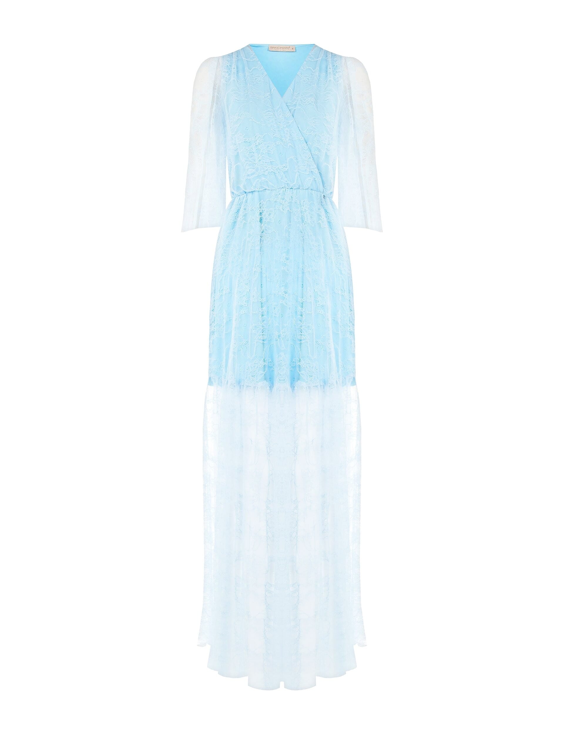 Abito Lungo A Ruota In Pizzo Con Balza E Scollo A V Incrociato Rinascimento