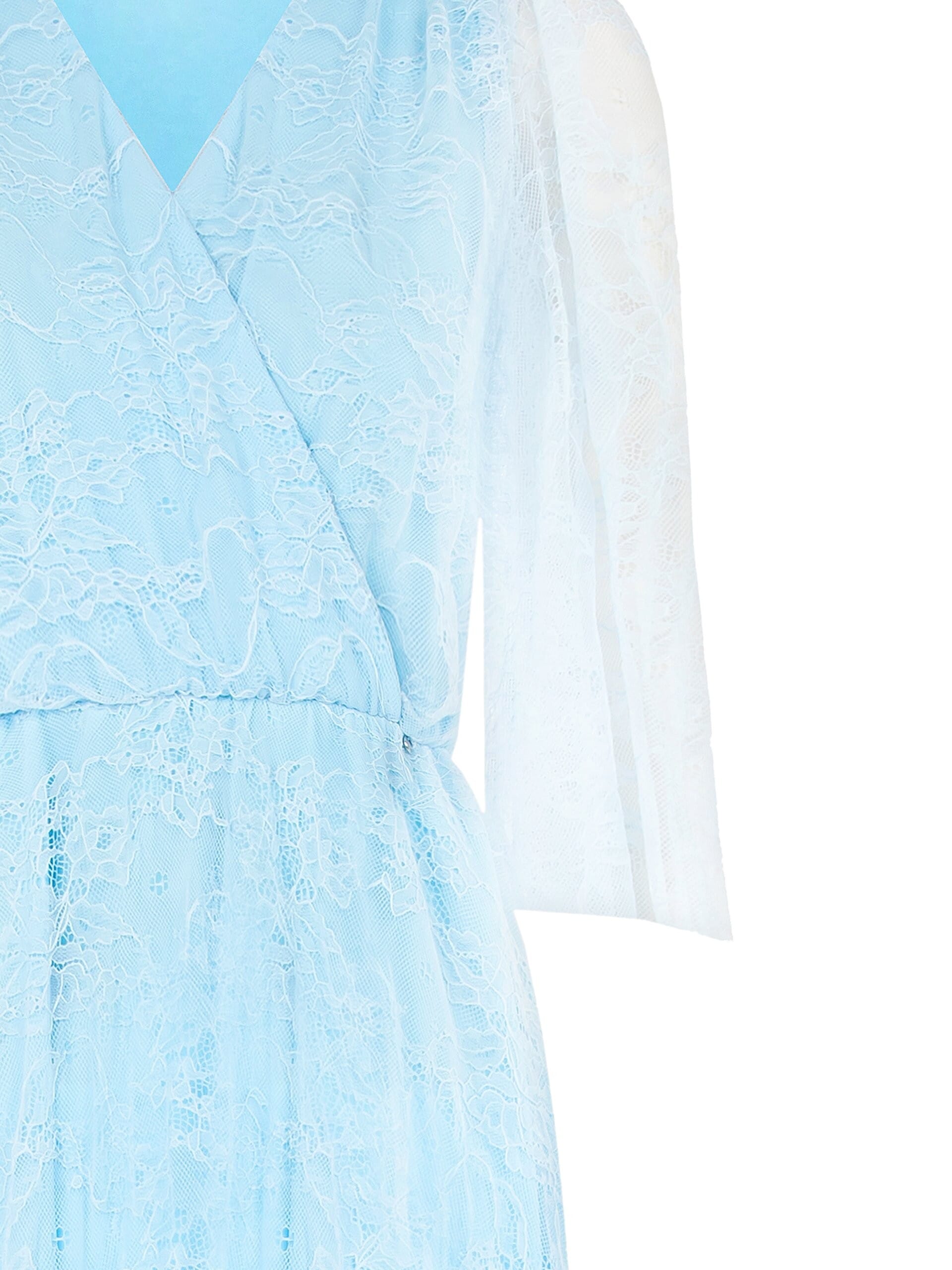 Abito Lungo A Ruota In Pizzo Con Balza E Scollo A V Incrociato Rinascimento