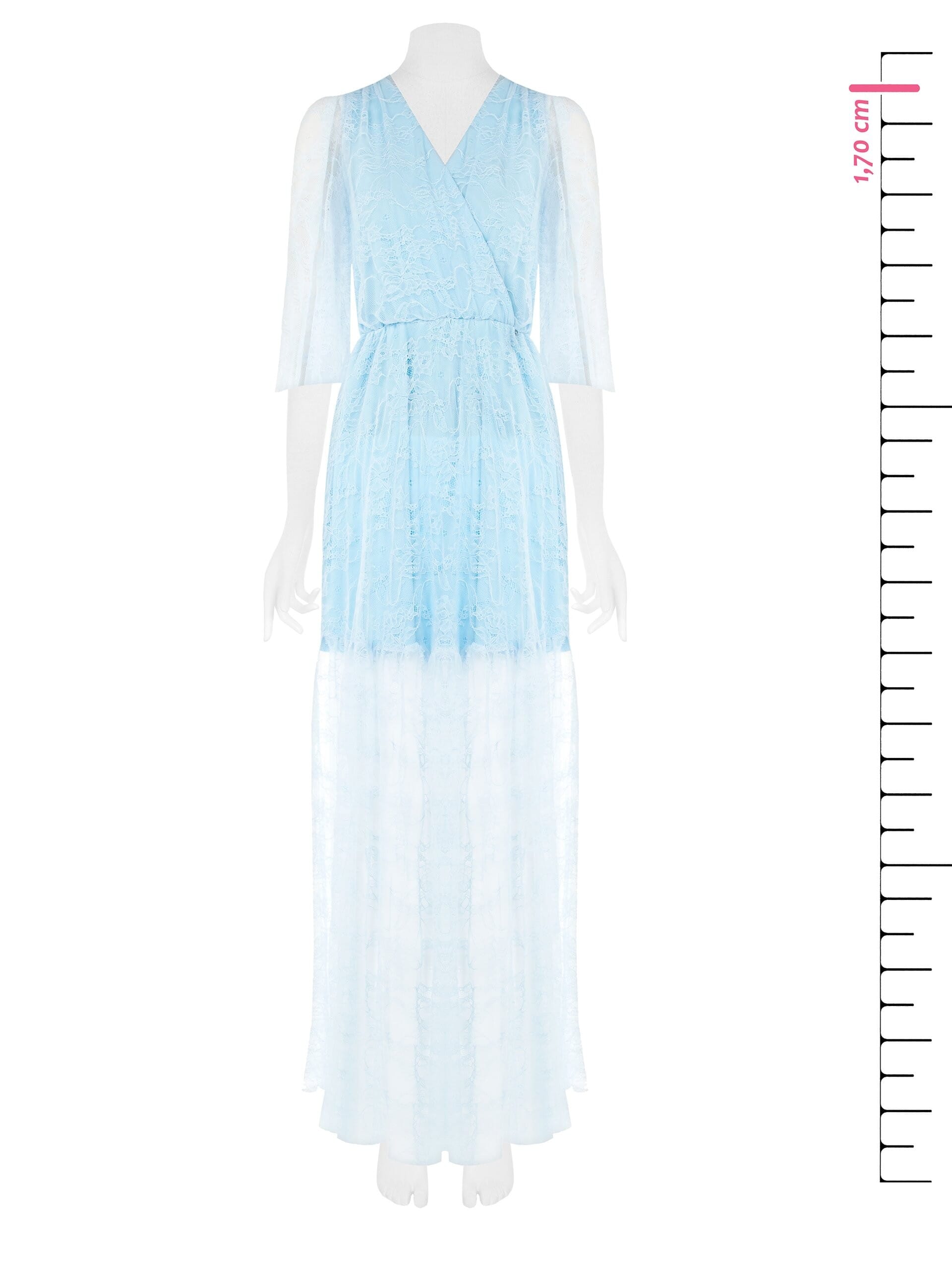 Abito Lungo A Ruota In Pizzo Con Balza E Scollo A V Incrociato Rinascimento