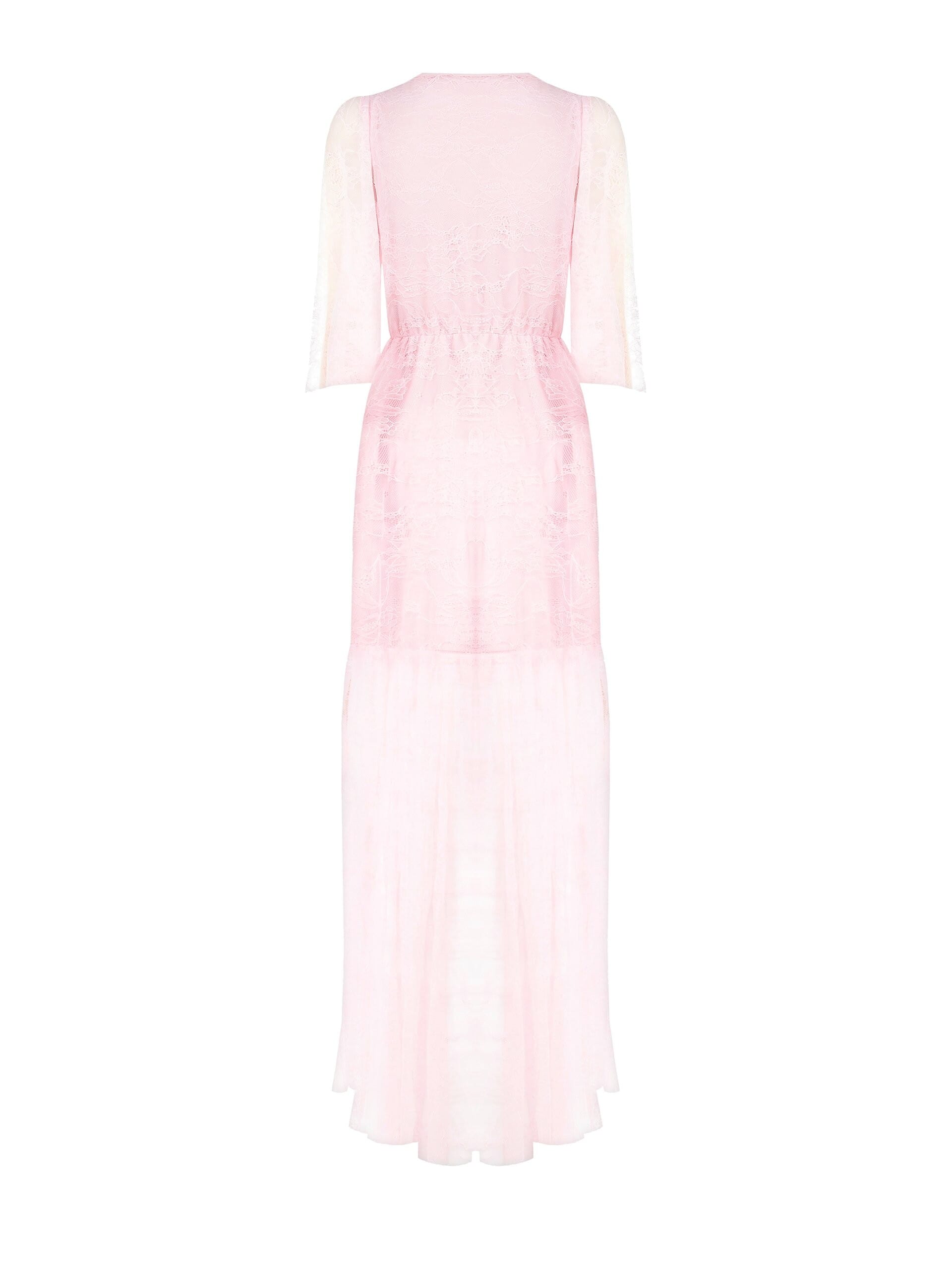 Abito Lungo A Ruota In Pizzo Con Balza E Scollo A V Incrociato Rinascimento