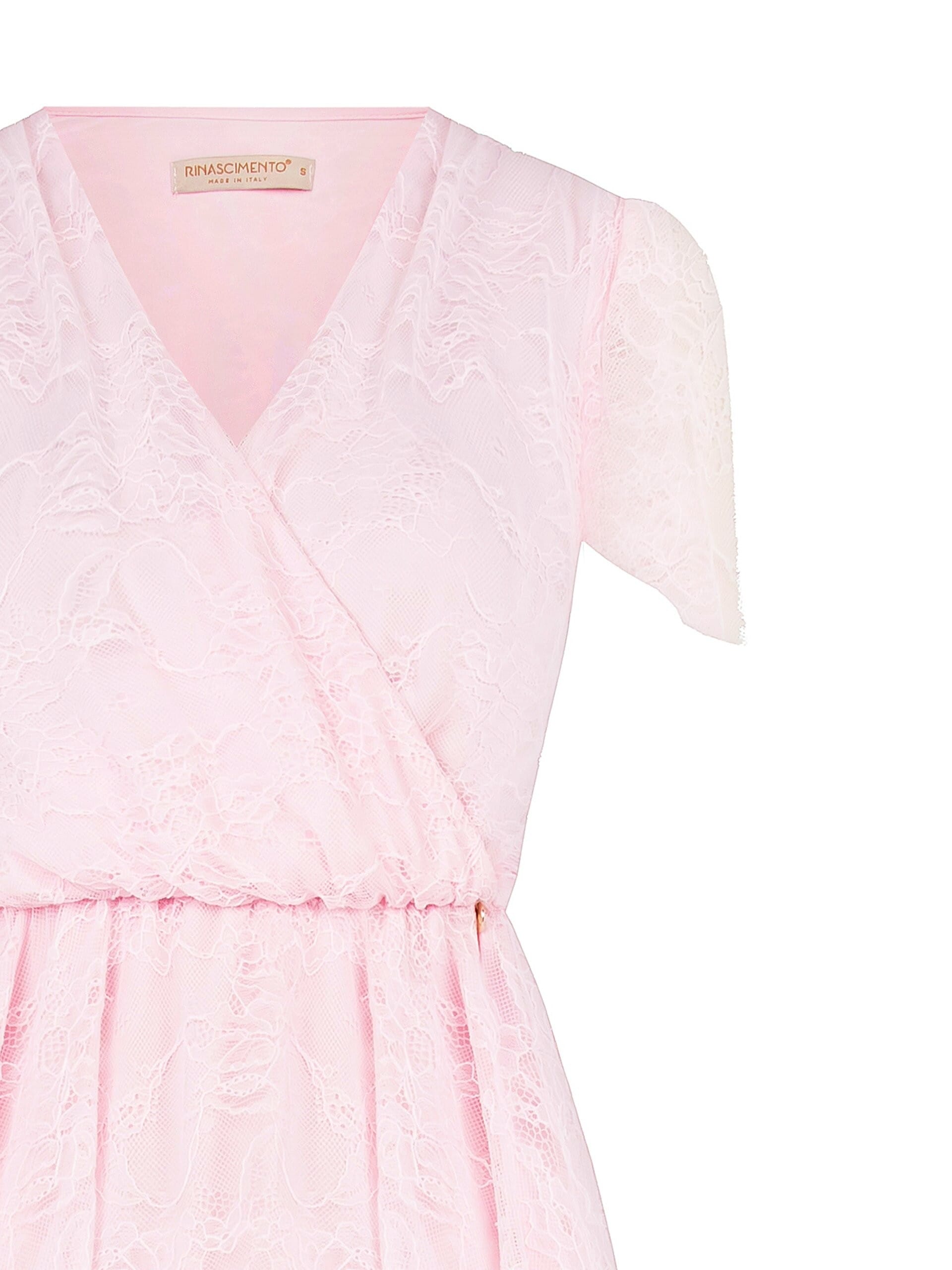 Abito Corto A Ruota In Pizzo Con Scollo A V Incrociato Rinascimento