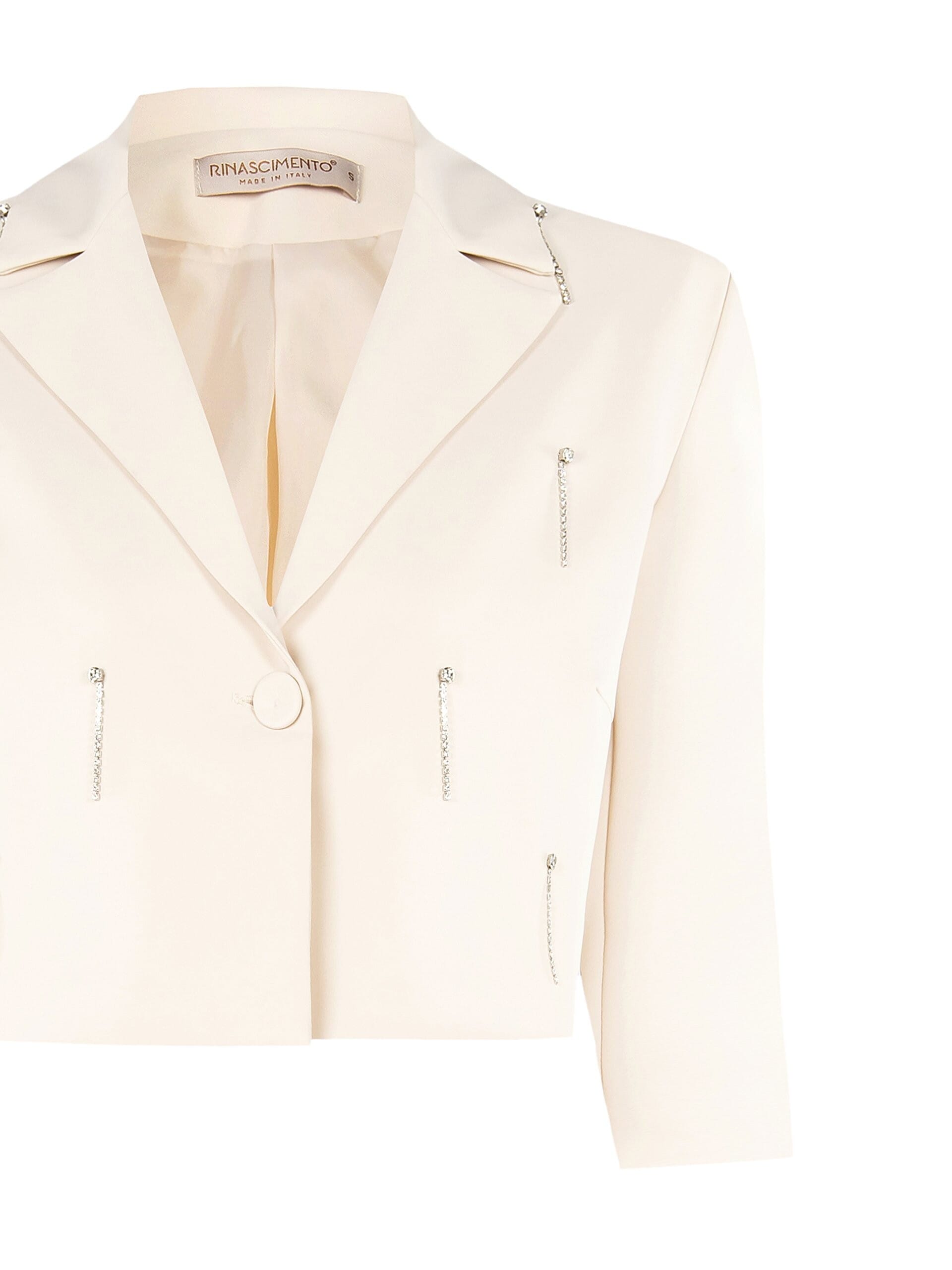 Giacca Blazer Crop In Tessuto Tecnico Con Strass Rinascimento