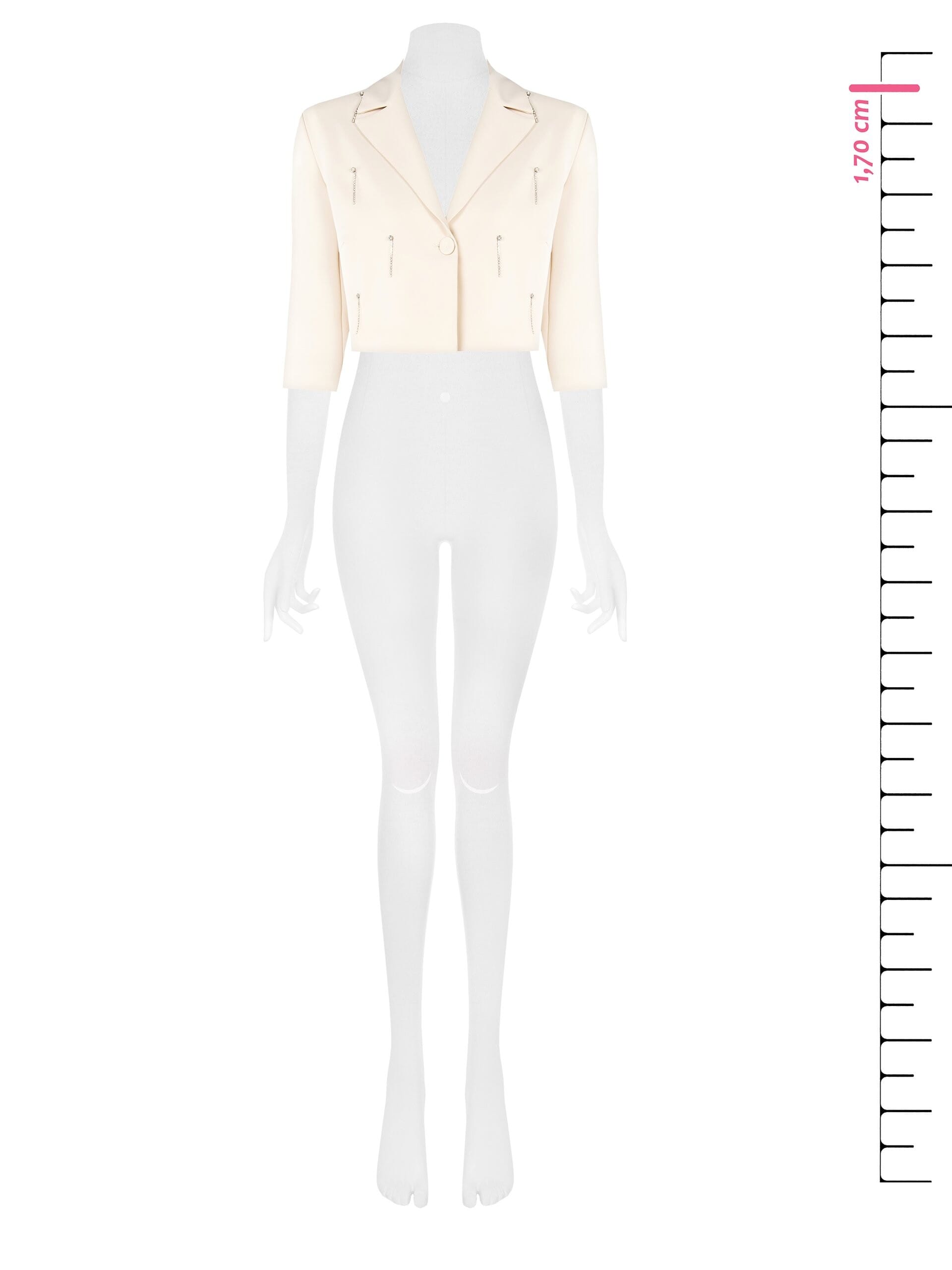 Giacca Blazer Crop In Tessuto Tecnico Con Strass Rinascimento