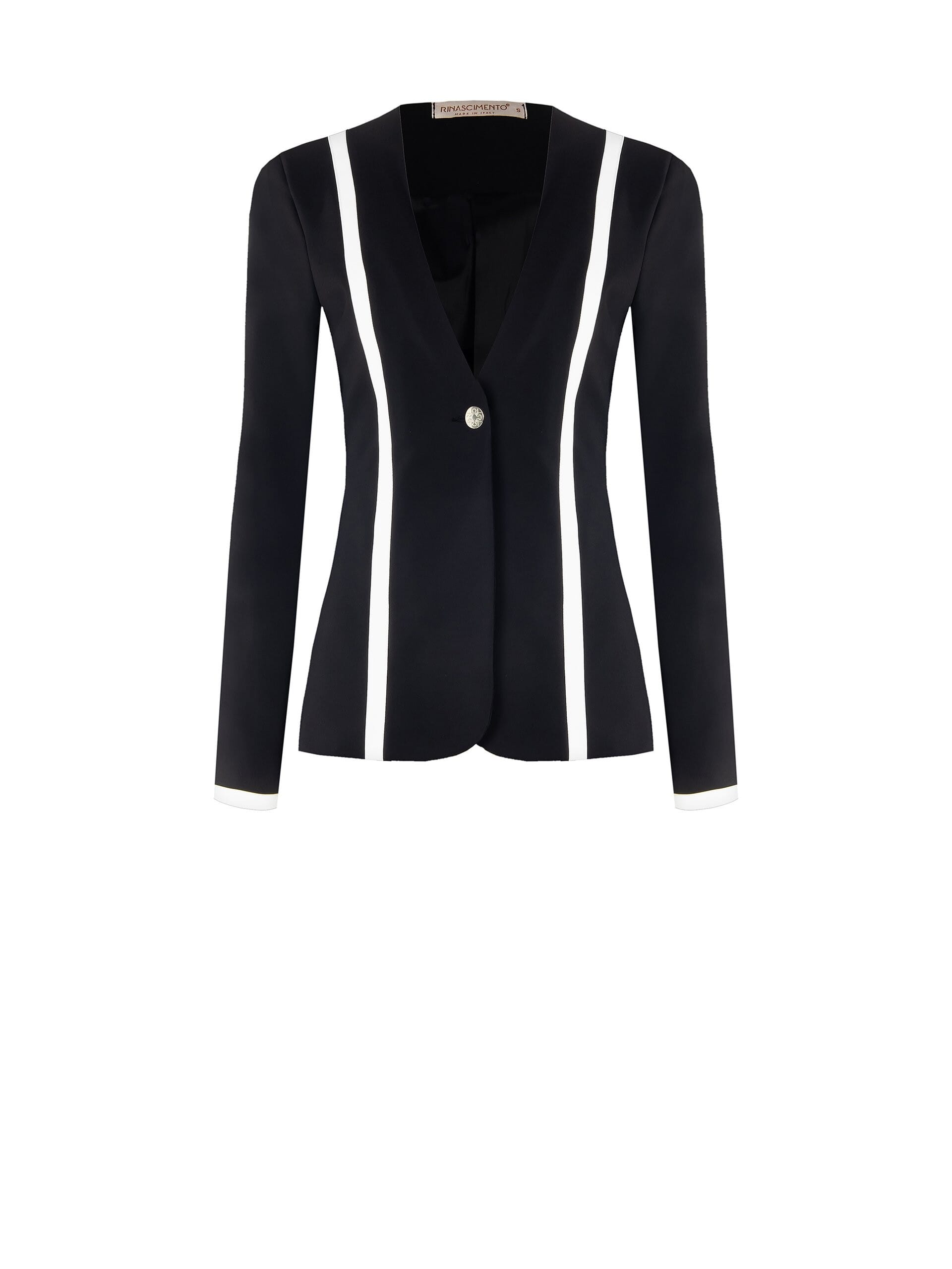 Giacca Blazer Sfiancata In Tessuto Tecnico Senza Revers Rinascimento