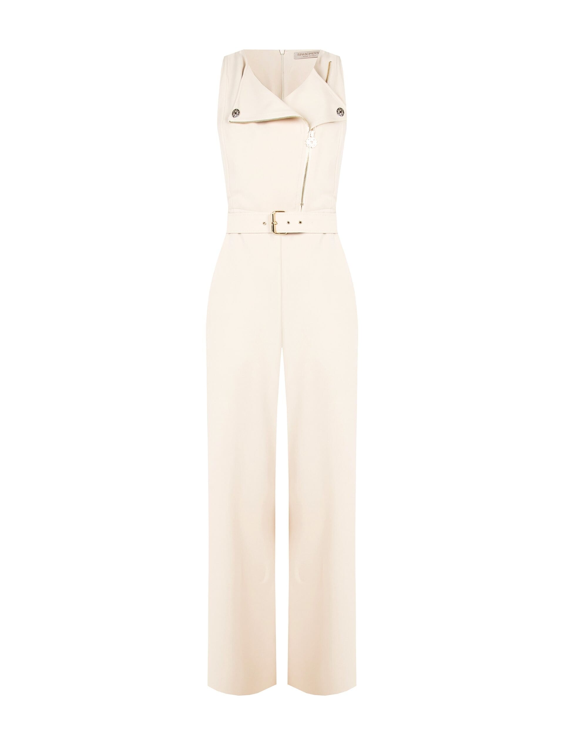 Tuta Intera Stile Chiodo In Tessuto Bi-Stretch Con Cintura Rigida Coordinata Rinascimento