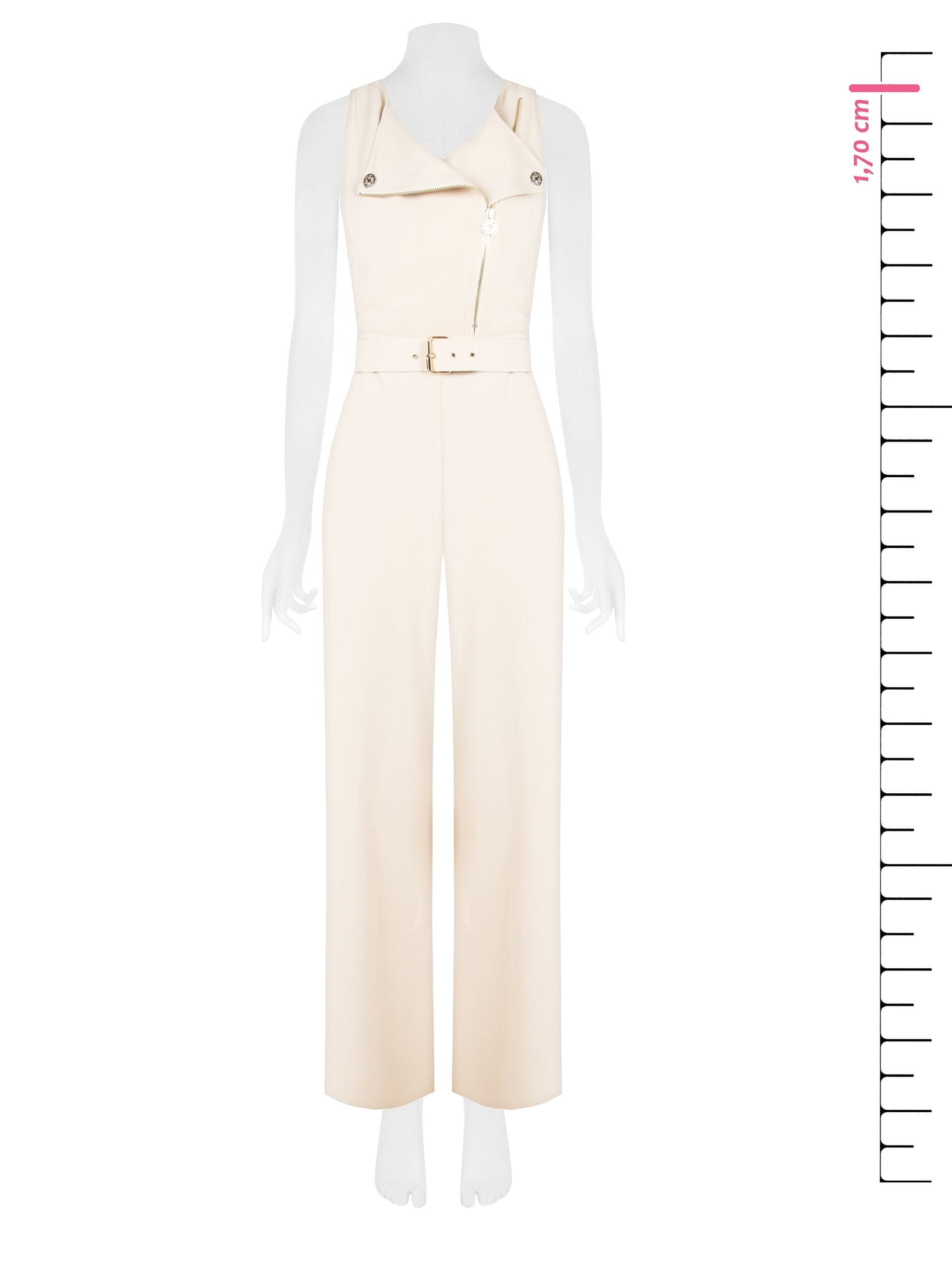 Tuta Intera Stile Chiodo In Tessuto Bi-Stretch Con Cintura Rigida Coordinata Rinascimento