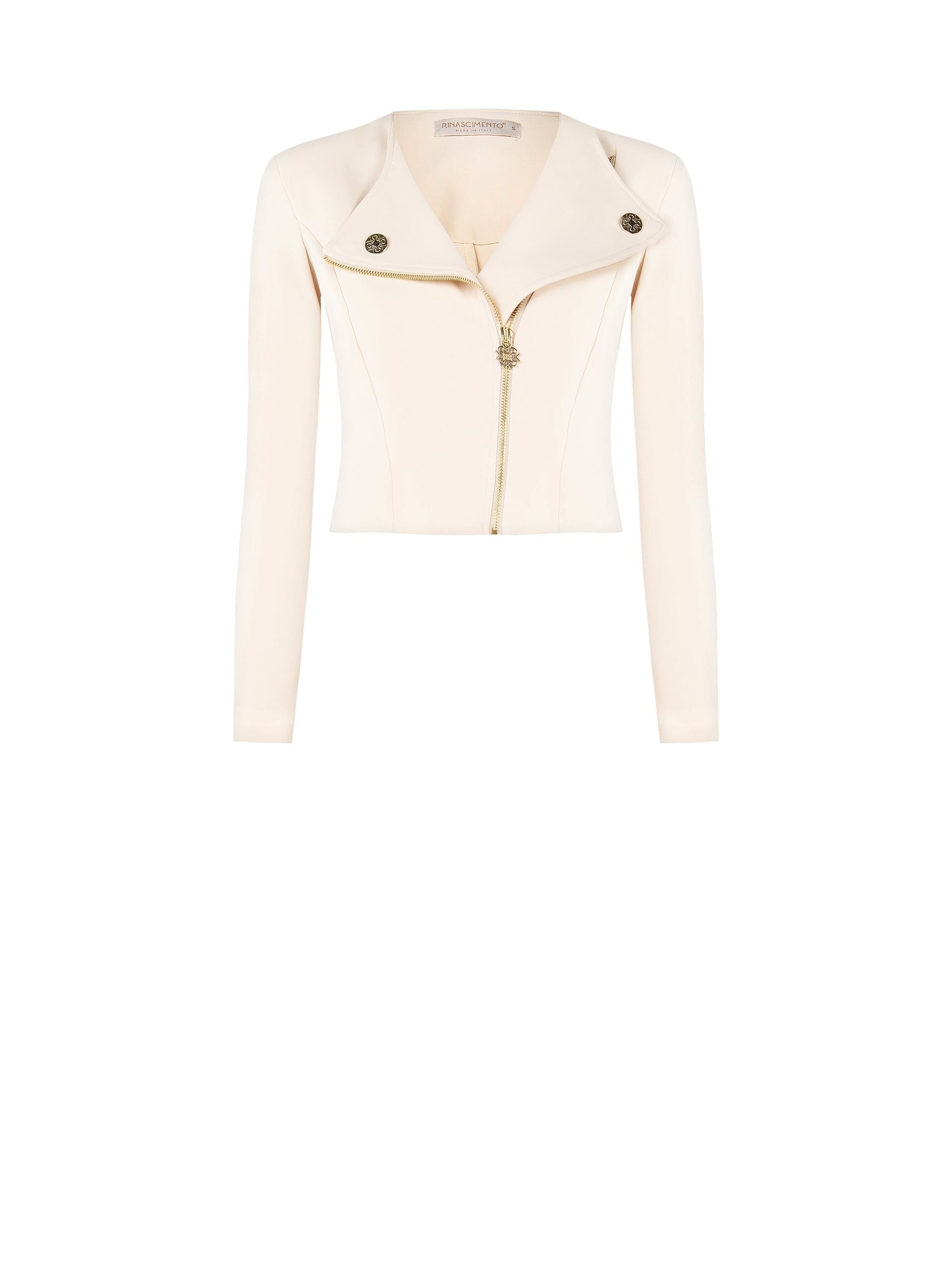 Giacca Stile Chiodo In Tessuto Bi-Stretch Con Spalline Rinascimento