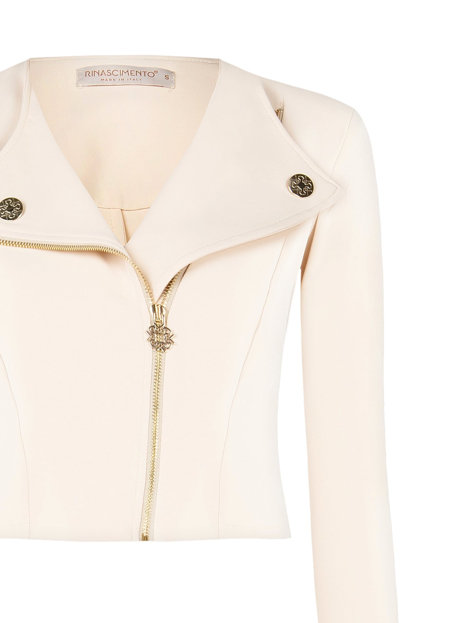 Giacca Stile Chiodo In Tessuto Bi-Stretch Con Spalline Rinascimento