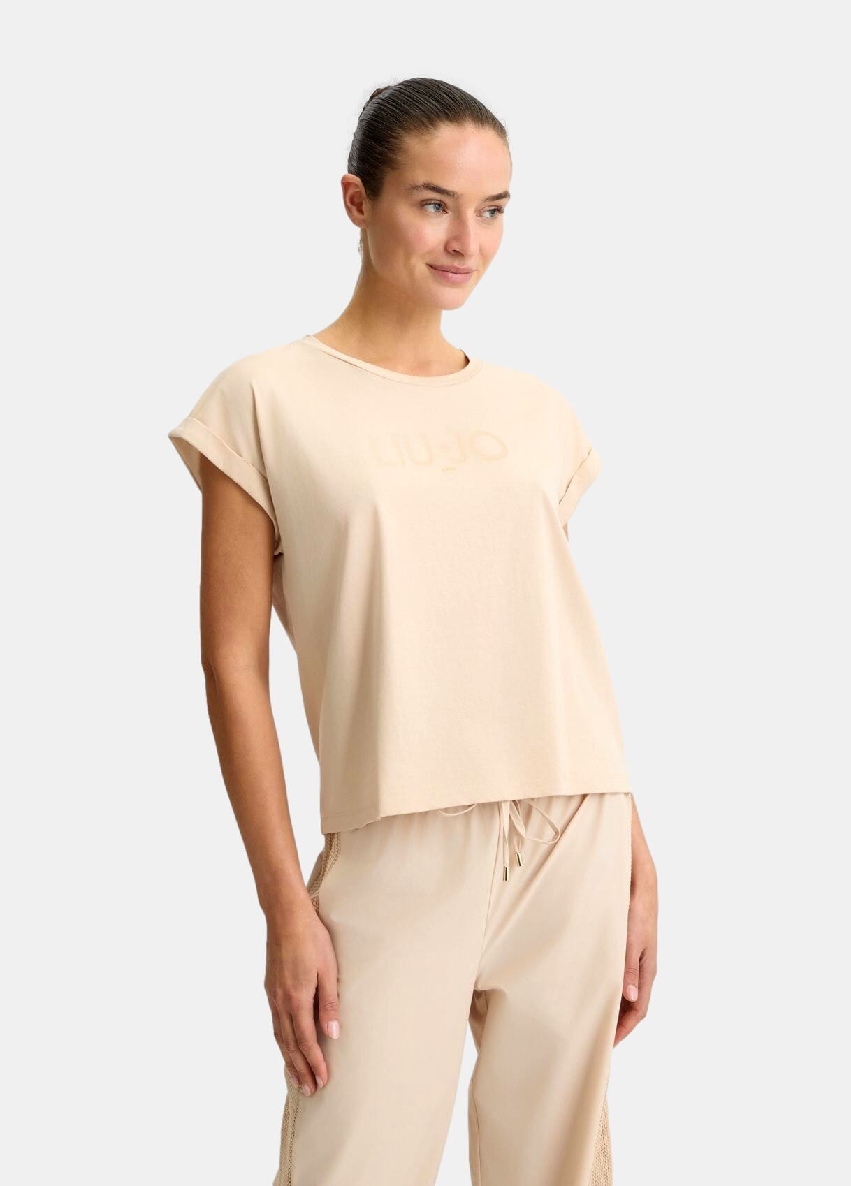 T-Shirt In Cotone Con Logo Liu Jo
