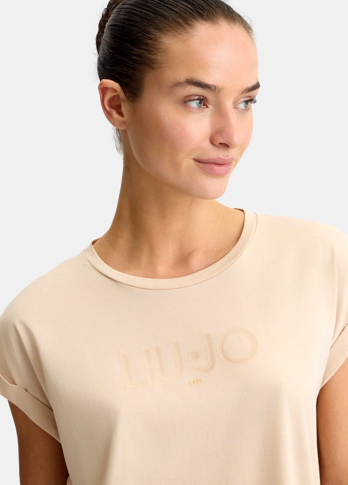 T-Shirt In Cotone Con Logo Liu Jo