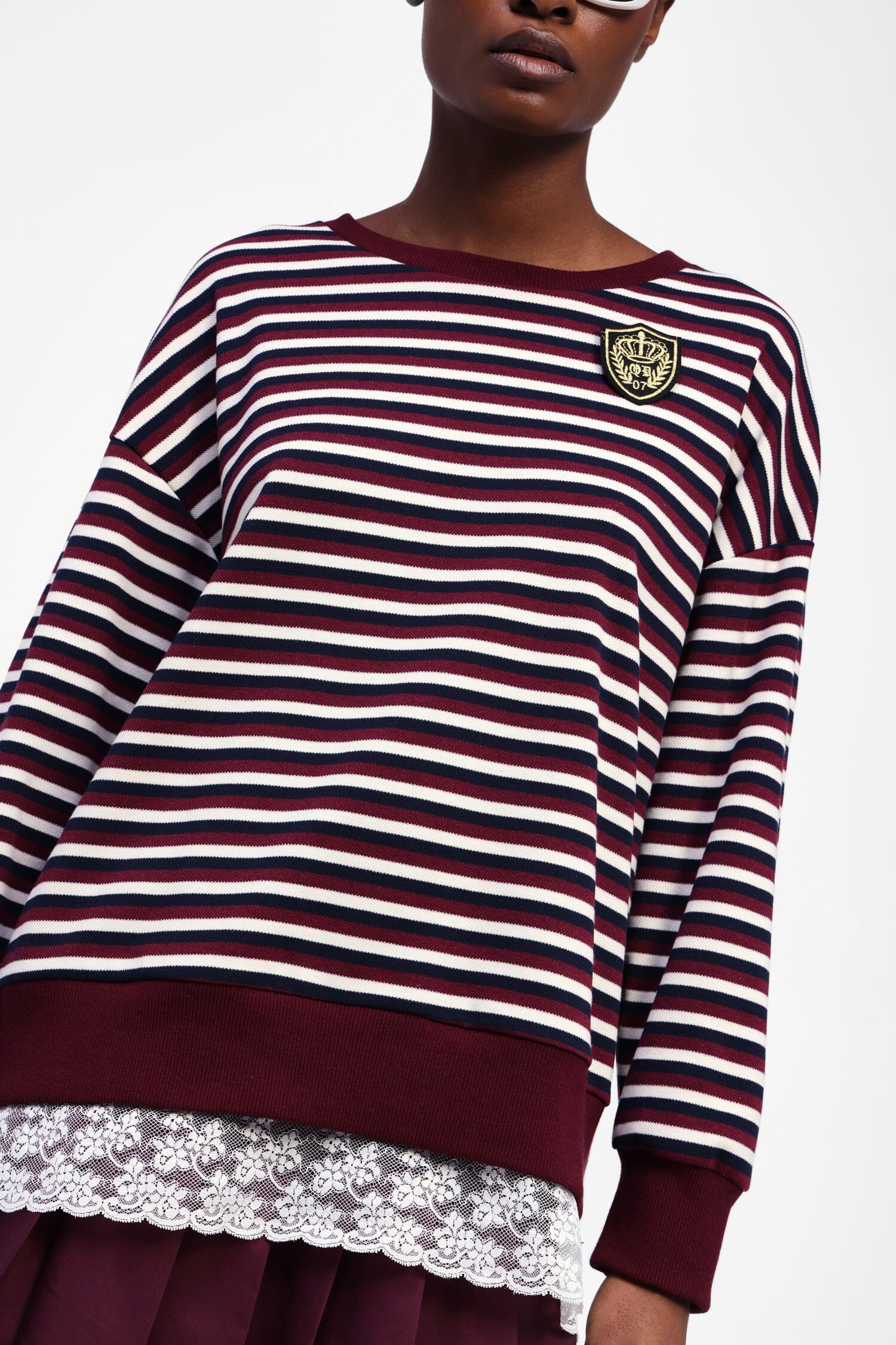 Dixie Round Neck Striped Sweatshirt