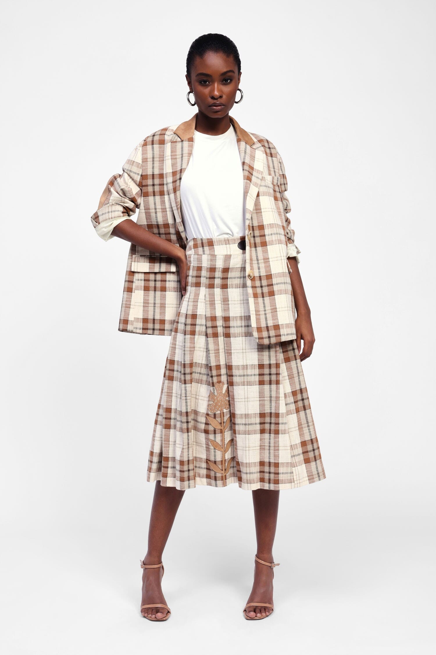 Gonna Midi A Quadri Con Cintura Dixie