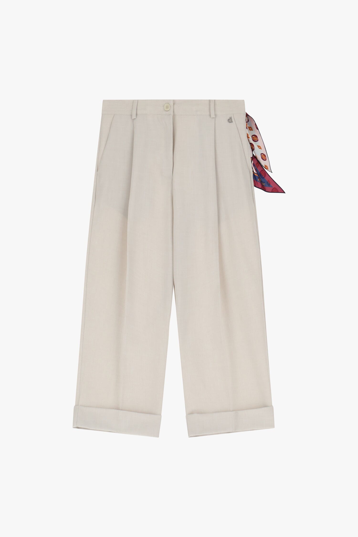 Pantaloni Cropped Con Piega E Foulard Dixie