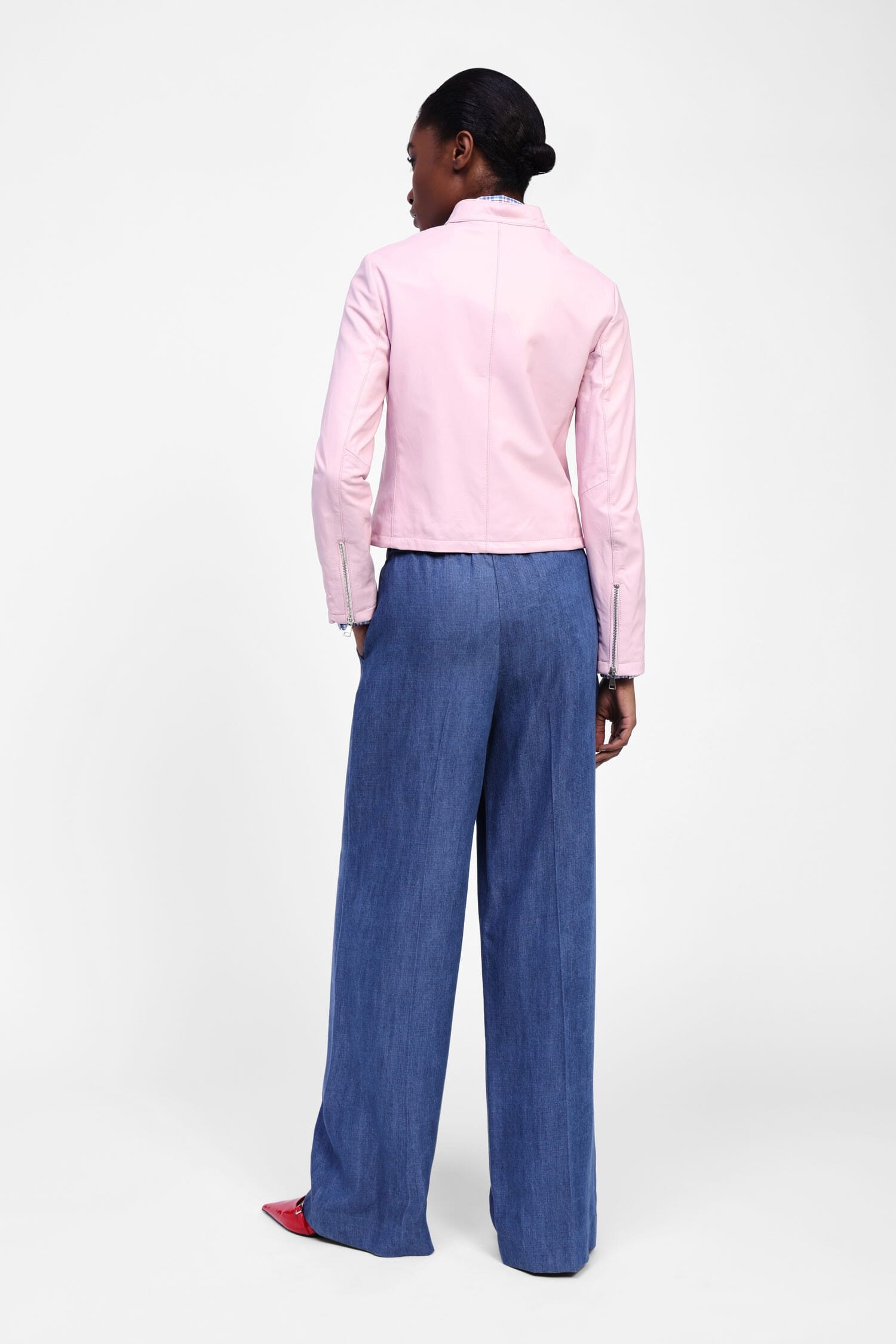 Pantaloni Effetto Denim Ampi A Vita Alta Dixie