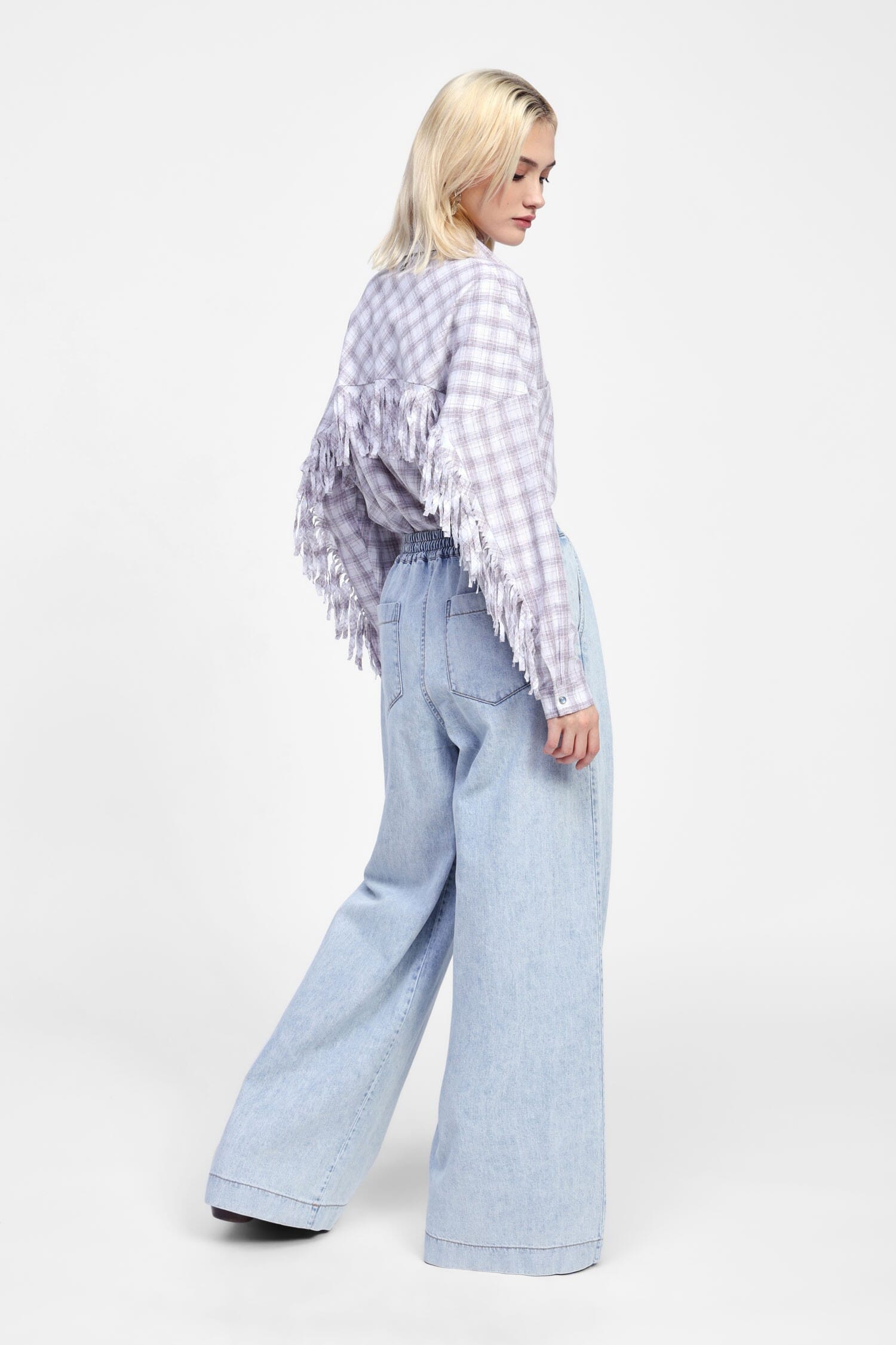 Jeans Larghi Con Vita Alta E Cordino Dixie