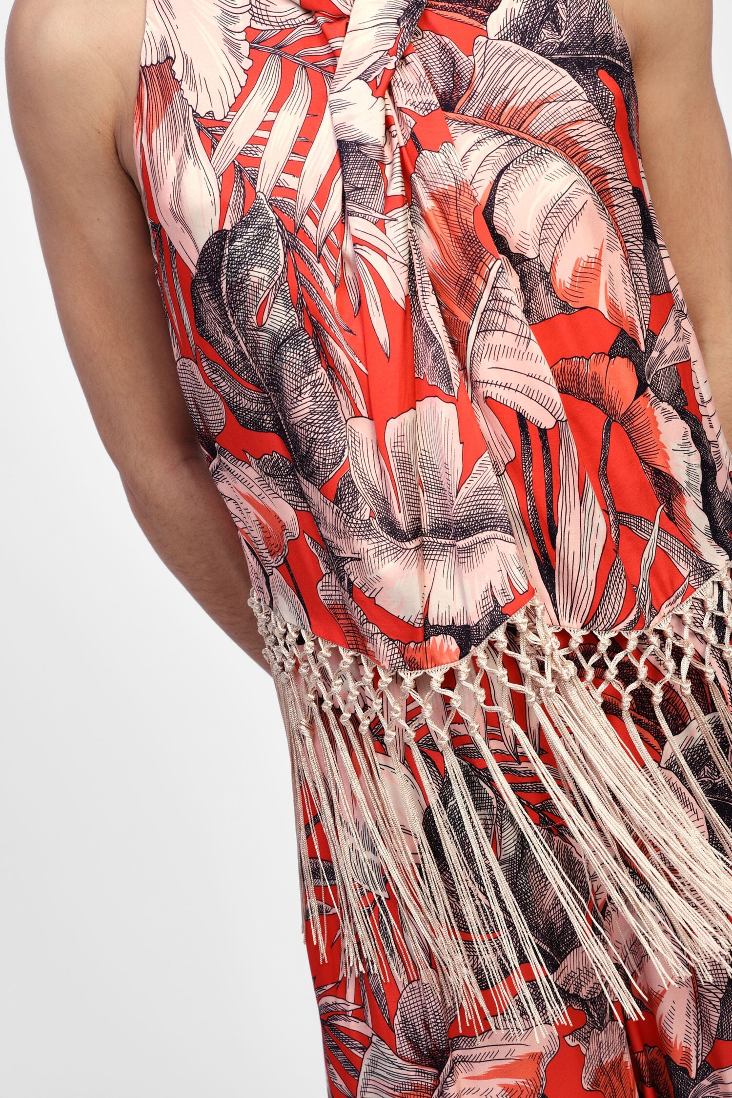 Top Incrociato Con Stampa Fiori E Frange Dixie