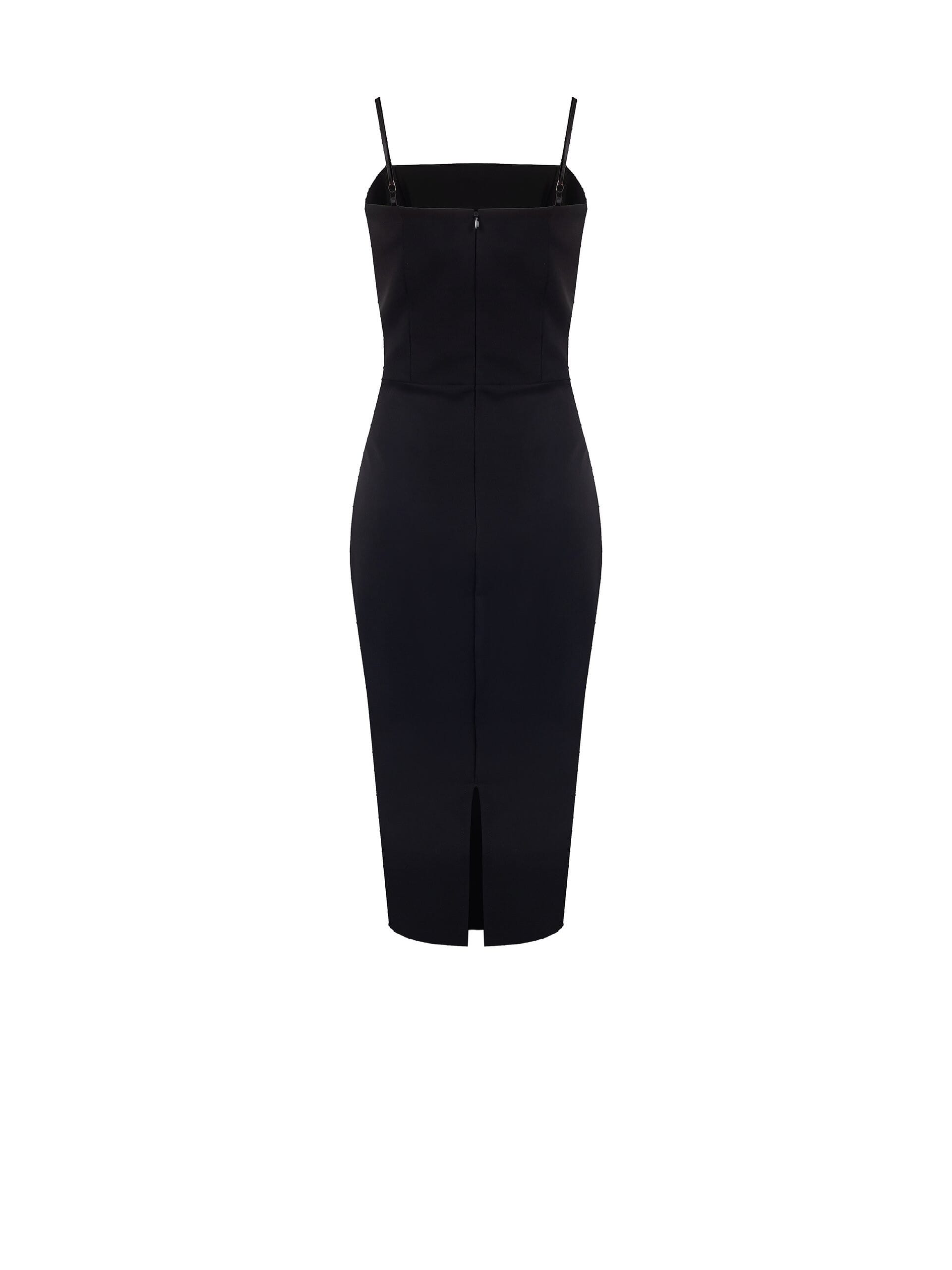 Abito A Tubino In Tessuto Tecnico Arricciato Sul Fianco Con Strass Rinascimento