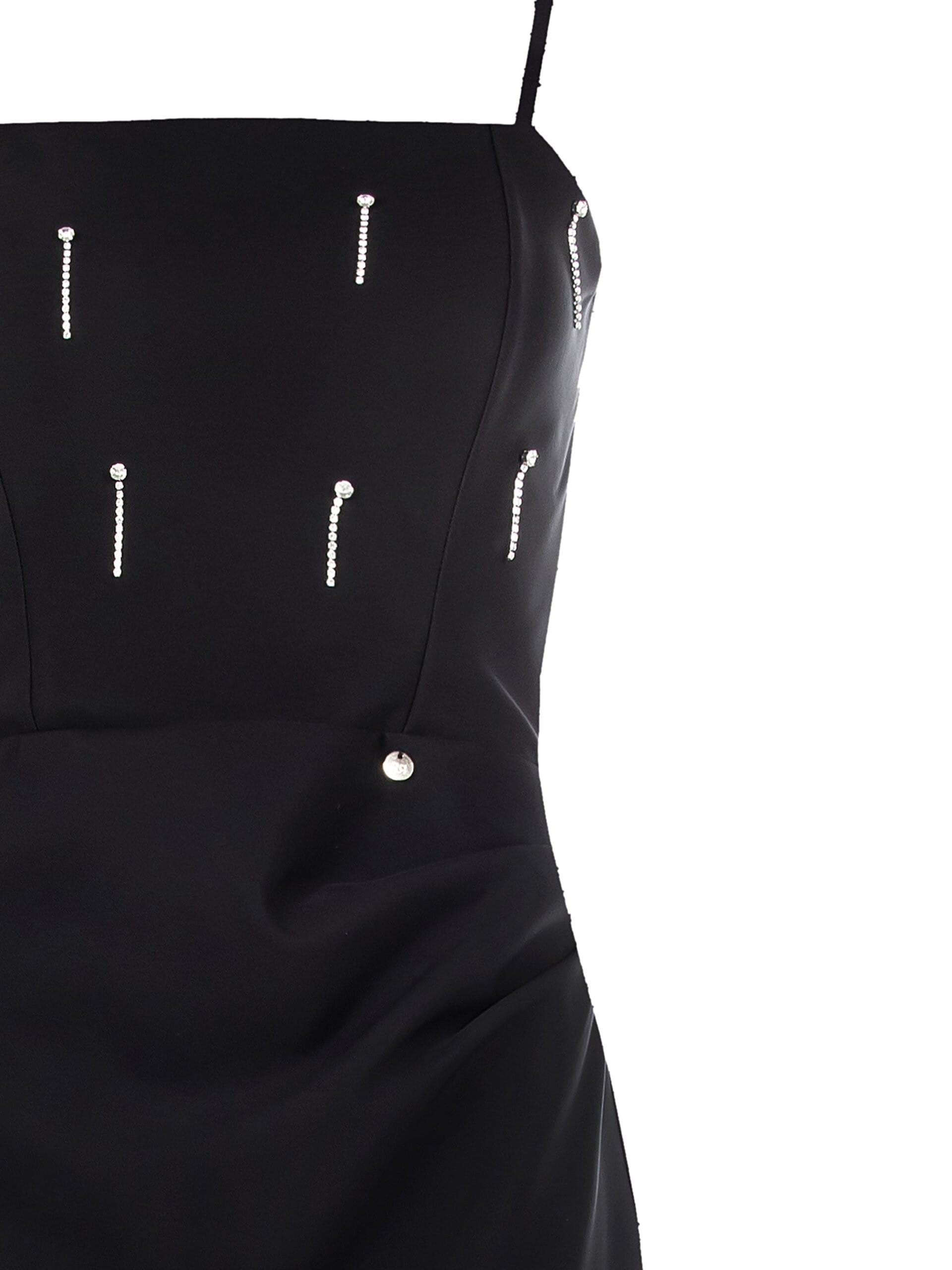 Abito A Tubino In Tessuto Tecnico Arricciato Sul Fianco Con Strass Rinascimento