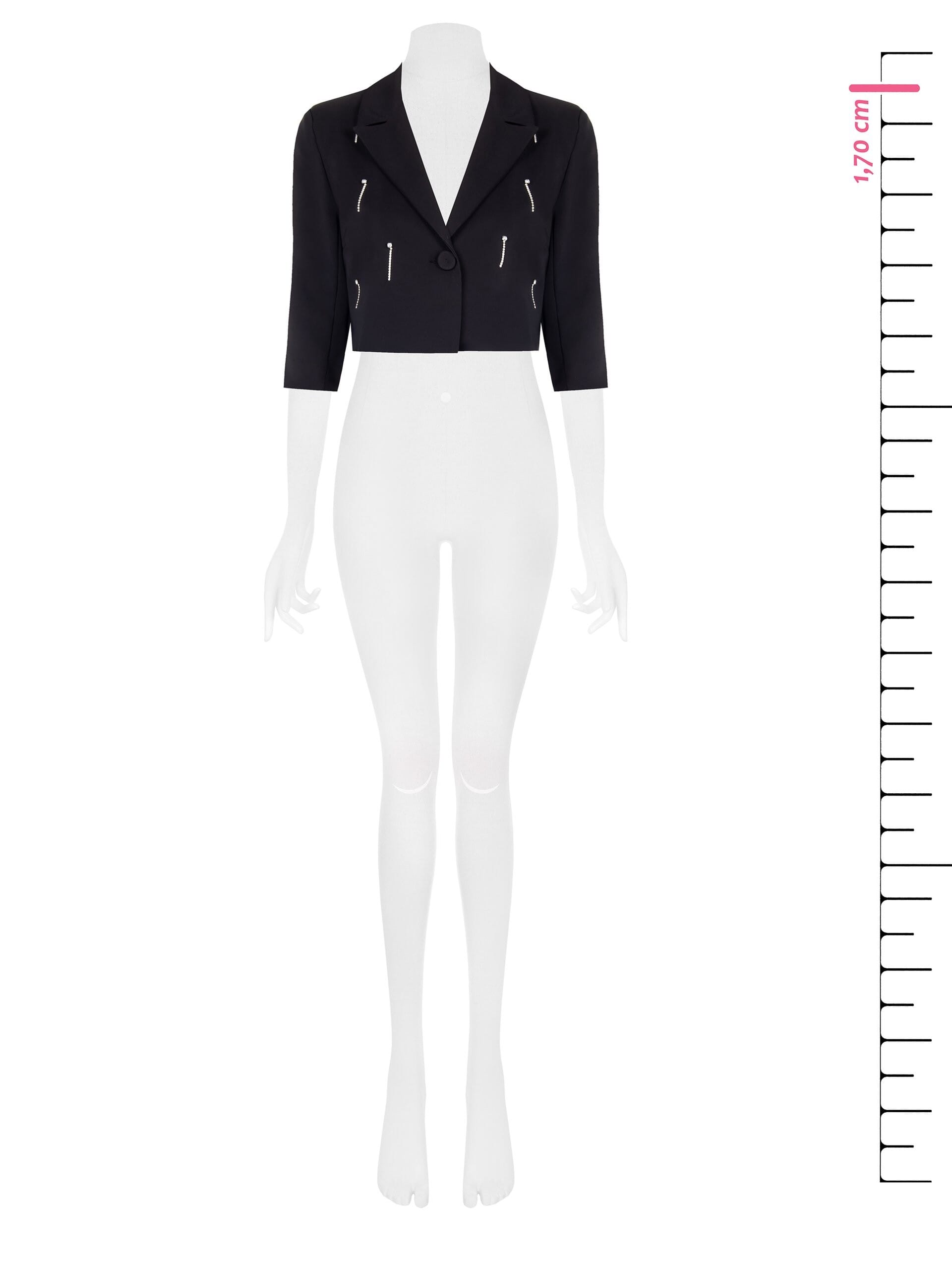 Giacca Blazer Crop In Tessuto Tecnico Con Strass Rinascimento