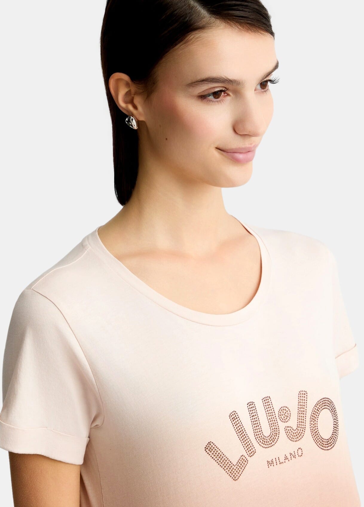 T-Shirt Con Logo E Strass Liu Jo