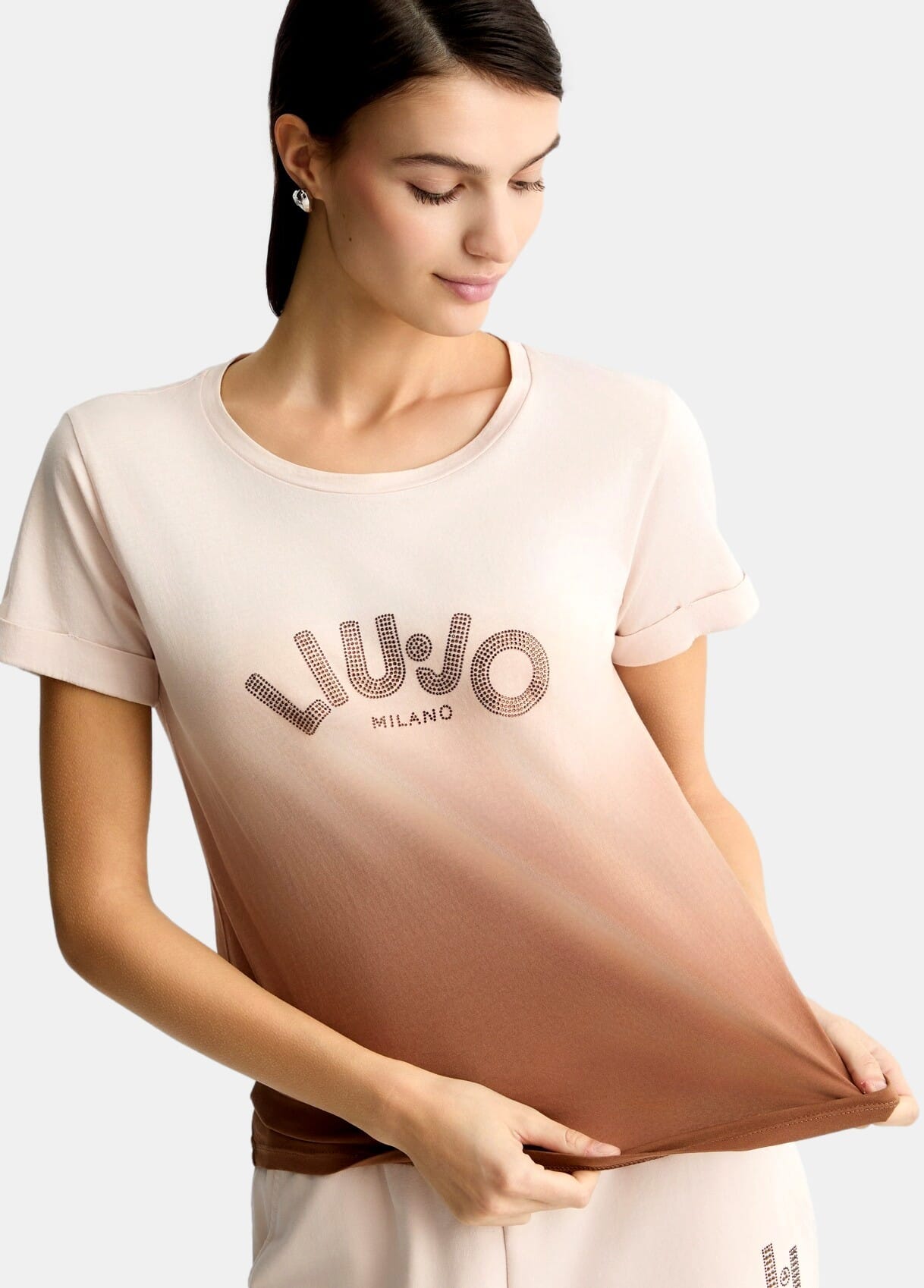 T-Shirt Con Logo E Strass Liu Jo