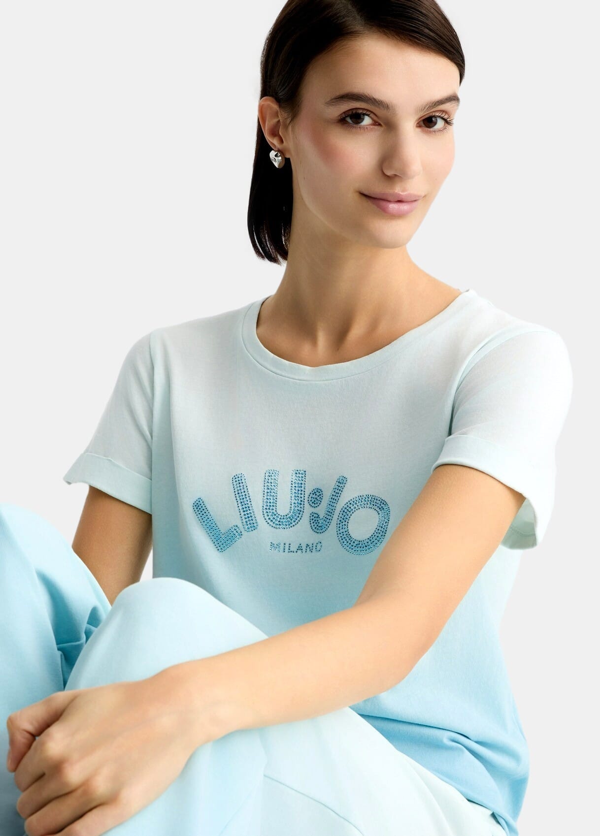 T-Shirt Con Logo E Strass Liu Jo