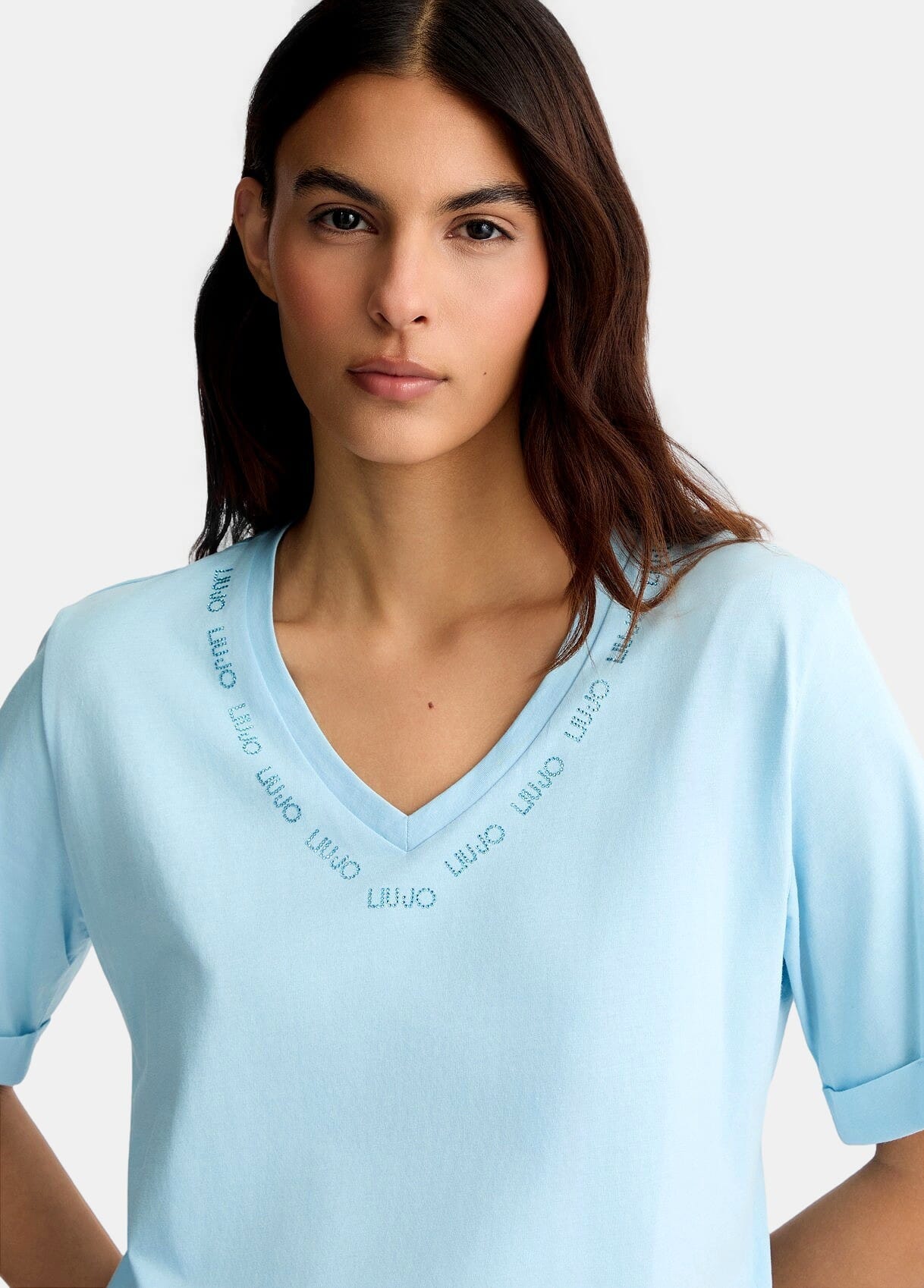 T-Shirt Con Logo E Strass Liu Jo