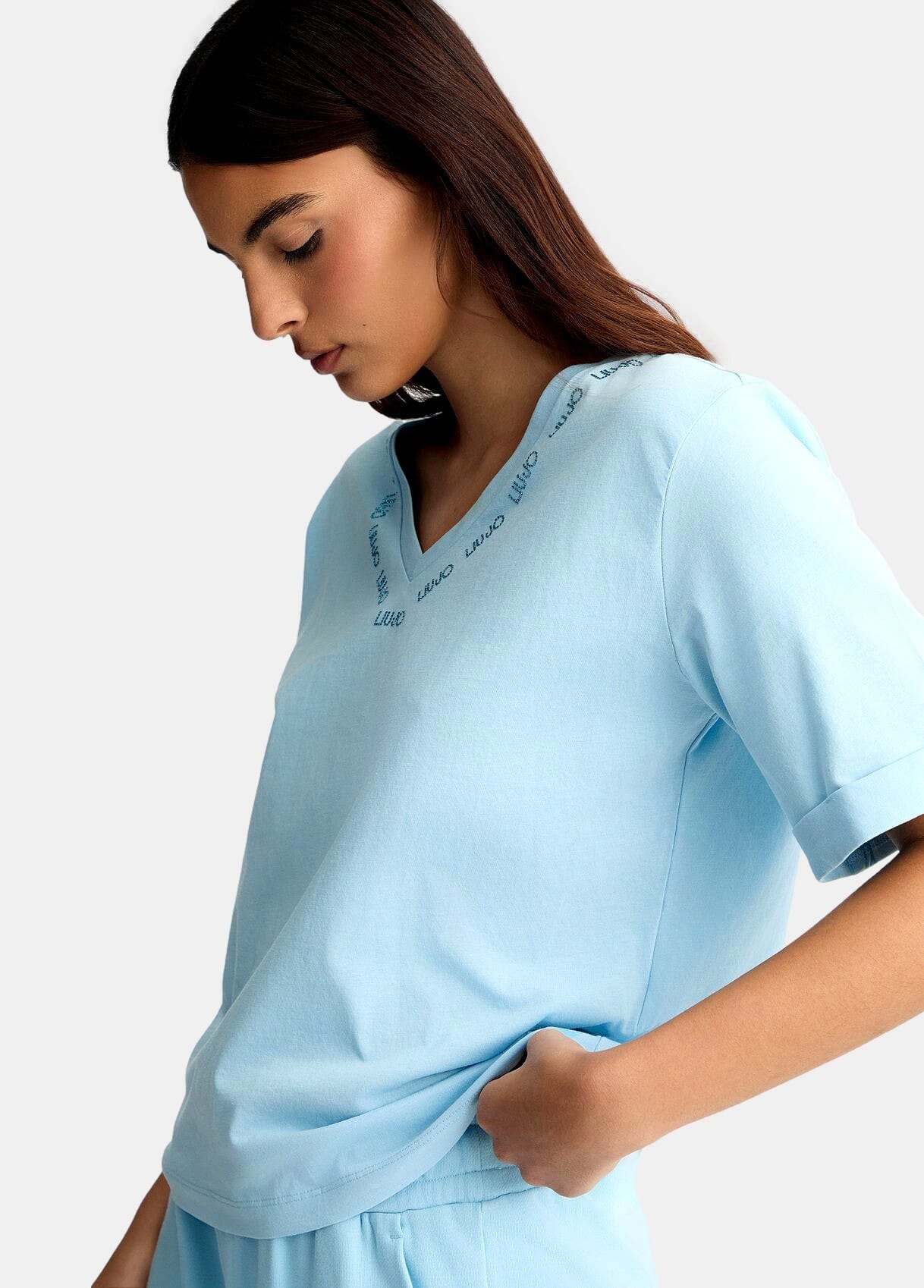 T-Shirt Con Logo E Strass Liu Jo