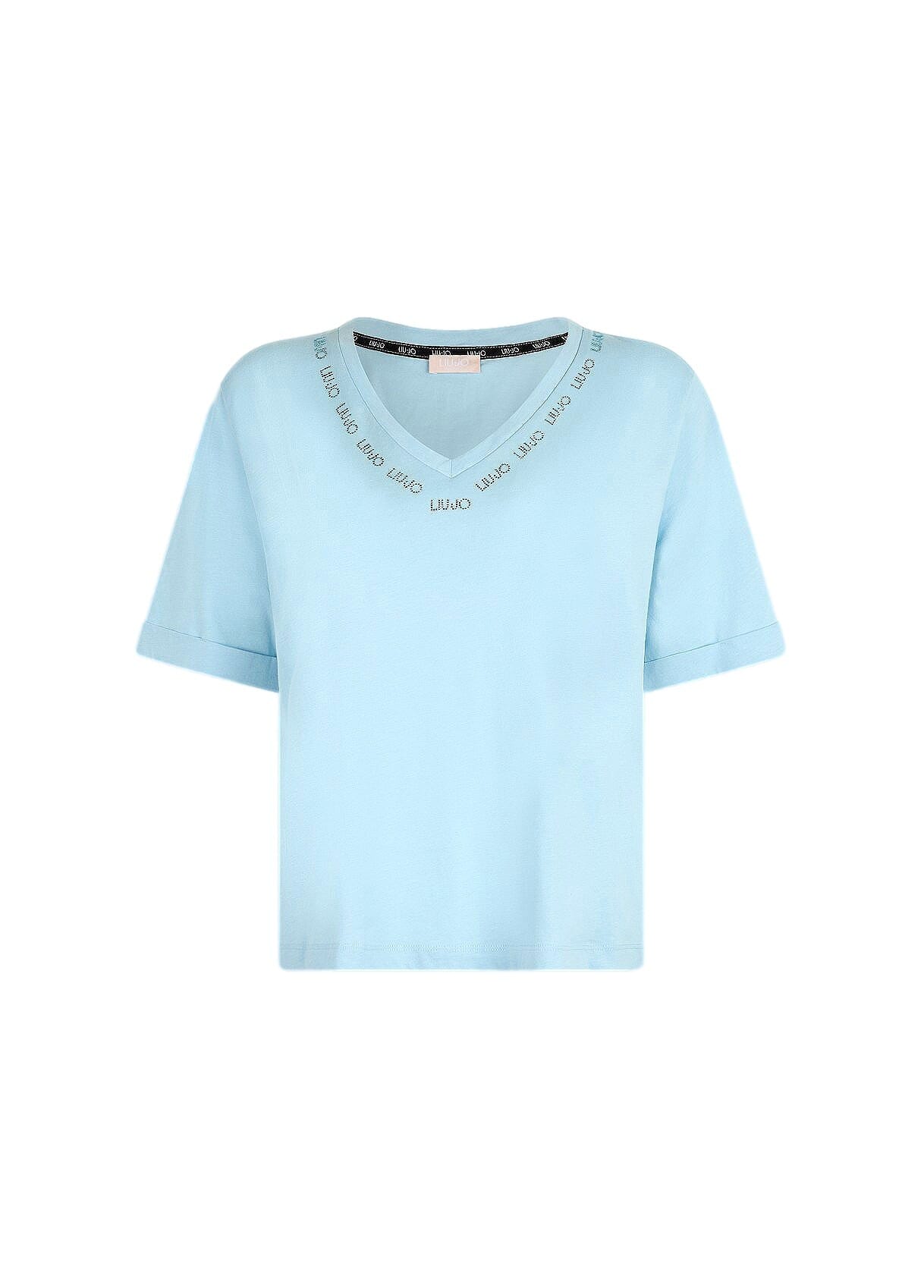 T-Shirt Con Logo E Strass Liu Jo