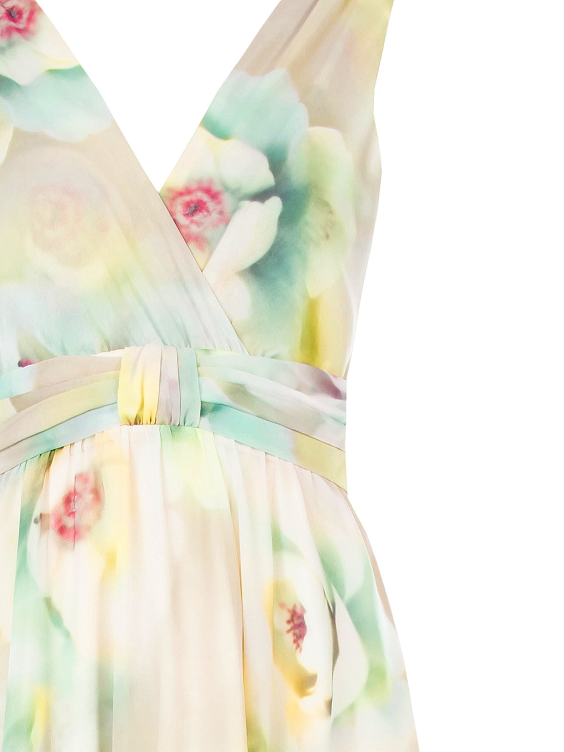 Abito Corto A Ruota In Georgette Con Doppio Scollo A V Rinascimento