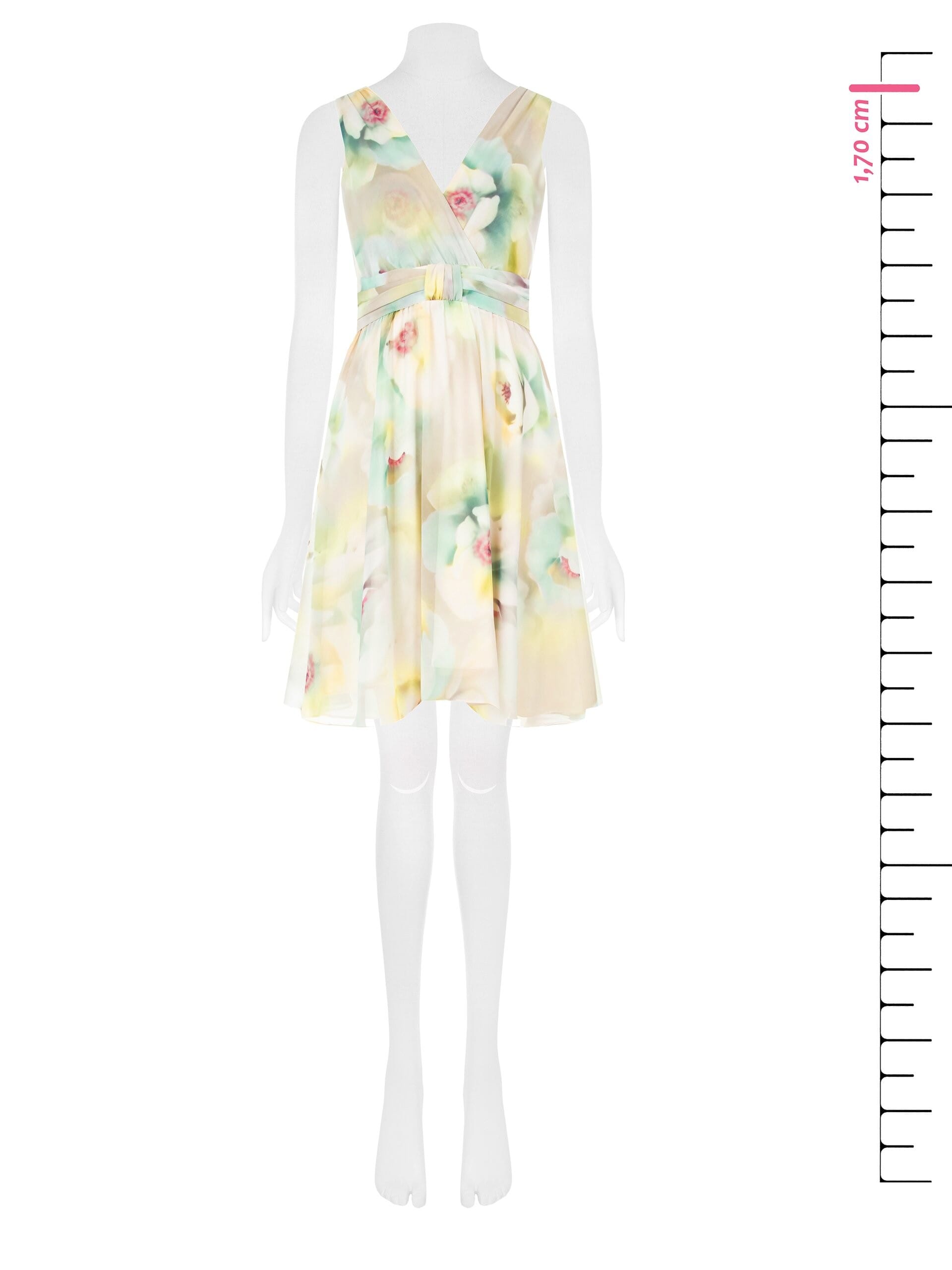 Abito Corto A Ruota In Georgette Con Doppio Scollo A V Rinascimento